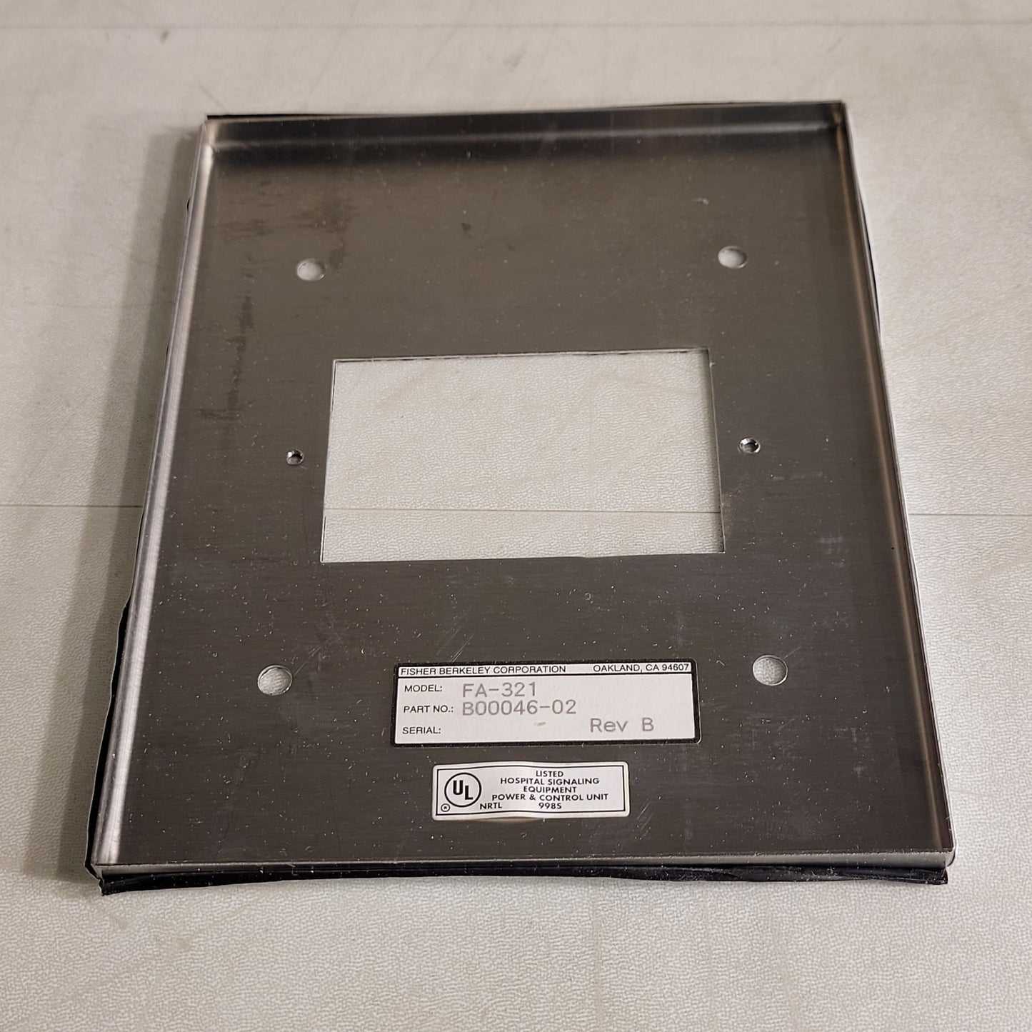 Fisher Berkeley FA-321 Face Plate Stainless Steel B00046-02 Rev B