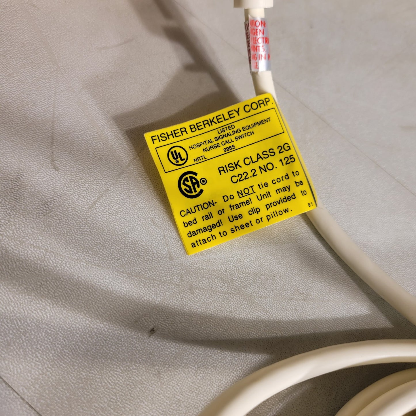 Fisher Berkeley Call Cord 10-Foot Cord 8-Pin Tube Socket Plug with Clip White