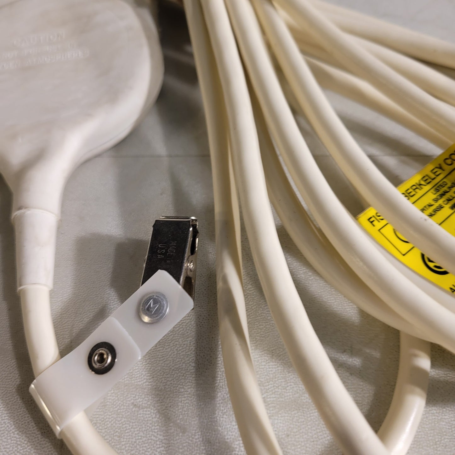 Fisher Berkeley Nurse Call Cord 10-Foot Cord DA-15 Plug with Clip White