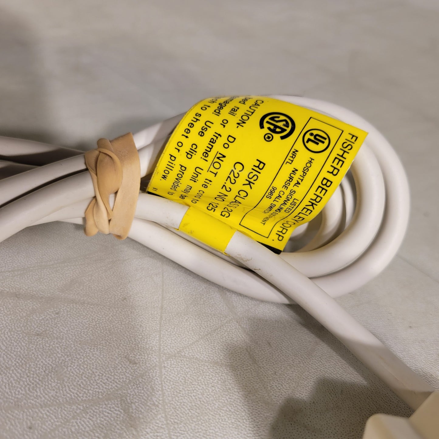Fisher Berkeley Nurse Call Cord Cord DA-15 Plug with Clip White