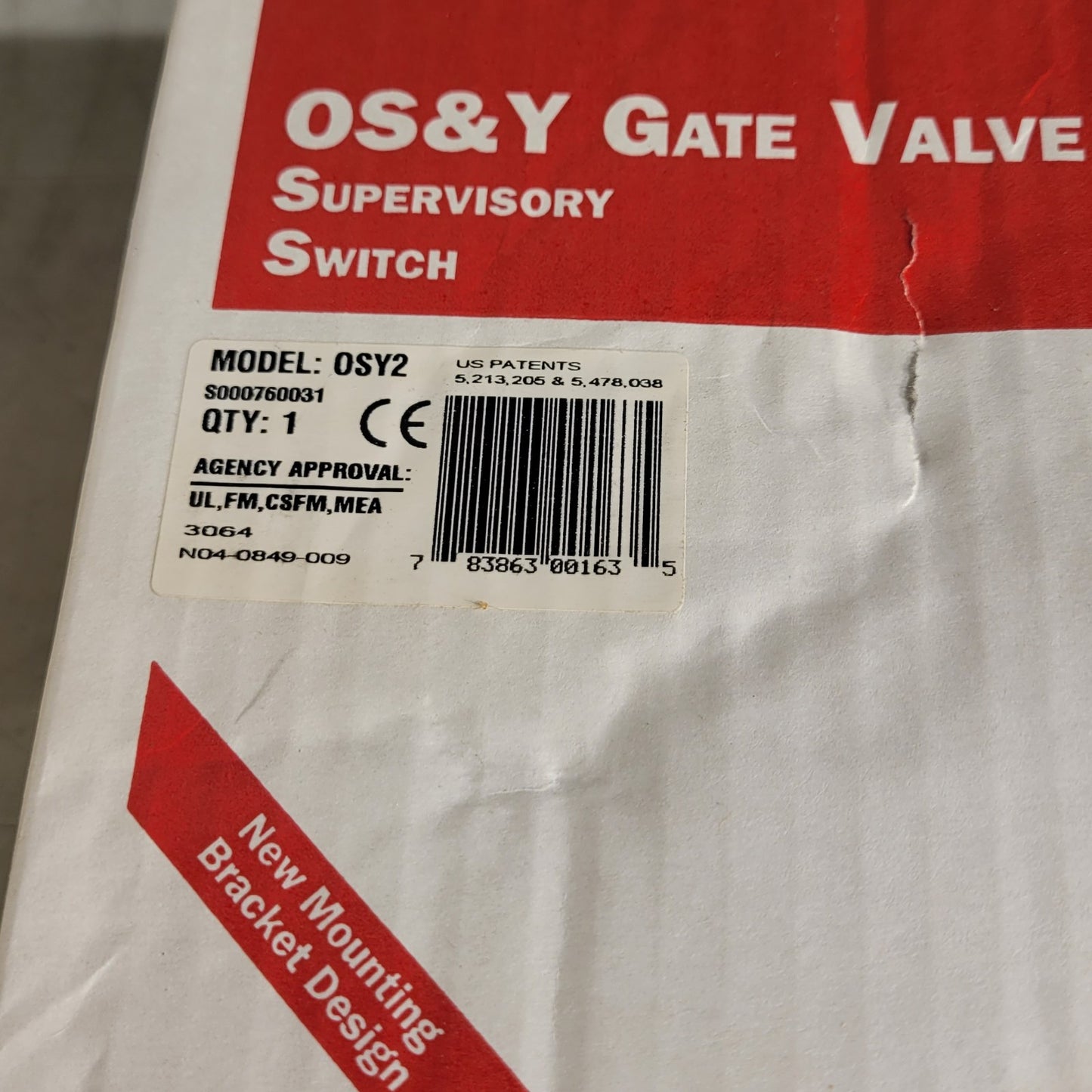 System Sensor OSY2 0SY2 Gate Valve Supervisory Switch 7838600163 Fire Control