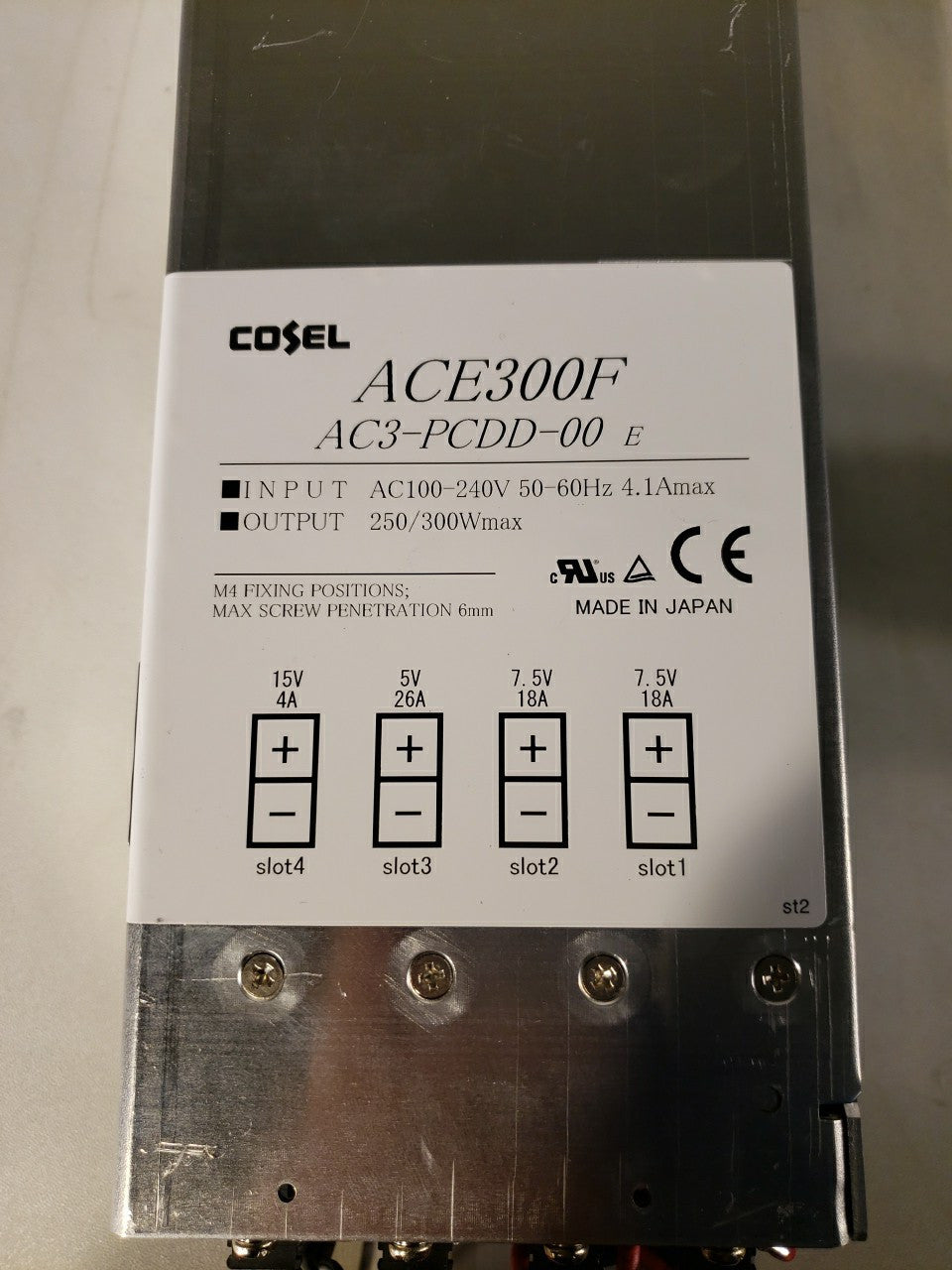 Cosel ACE300F AC3-PCDD-00 Power Supply Output 7.5V18A 5V26A 15V4A