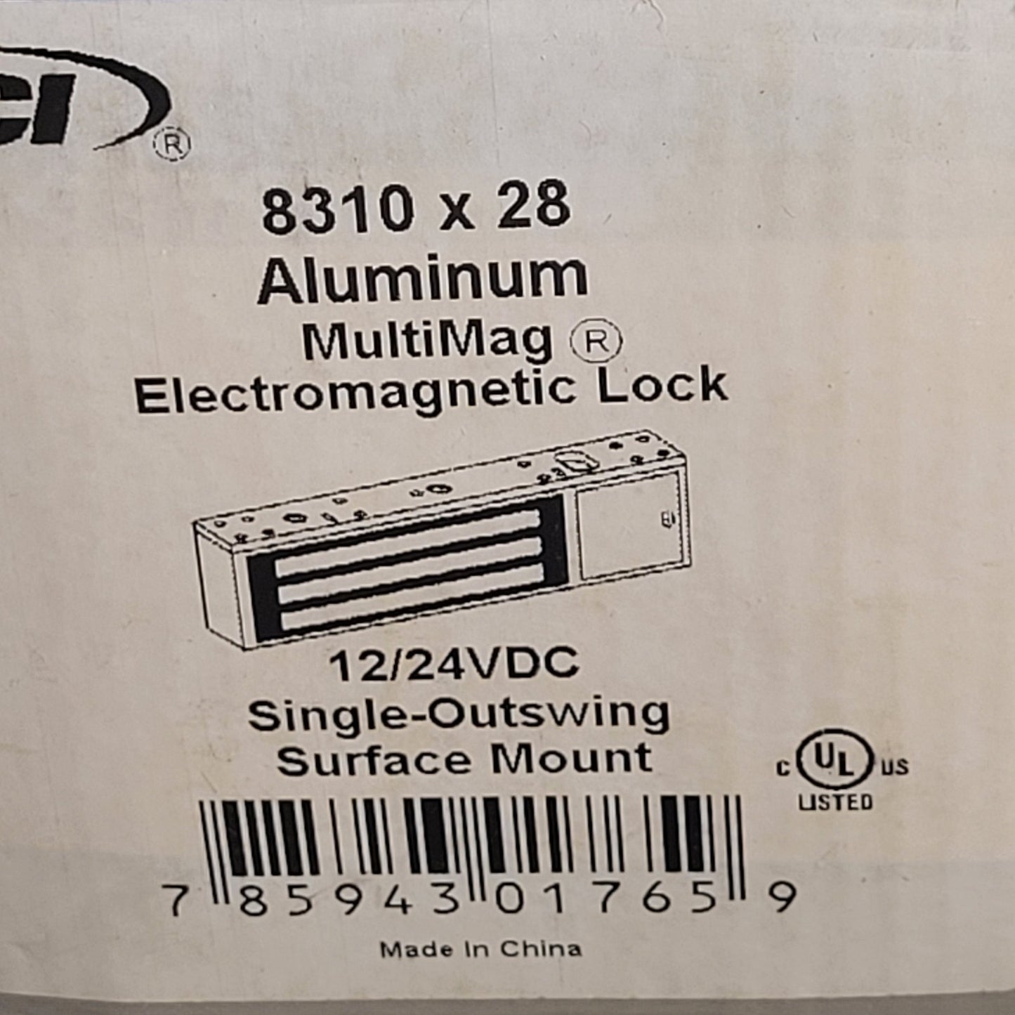 RCI 8310 X 28 MultiMag Electromagnetic Lock Single Outswing Surface Mount