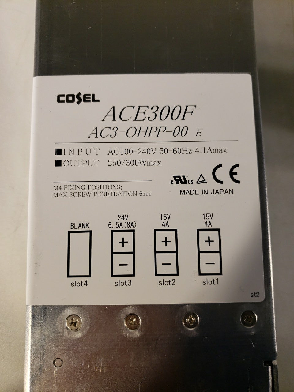 Cosel AC3-OHPP-00 Power Supply Output 24V6.5A 15V4A Input 100-240V 50-60Hz 4.1A