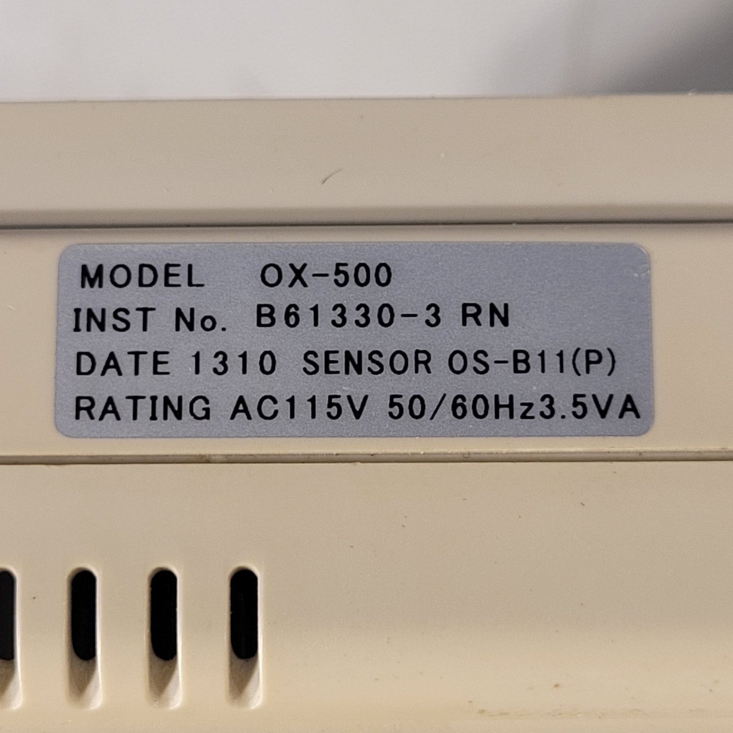 Riken Keiki OX-500 Oxygen Monitor Controller and Detector 0-25% Volume