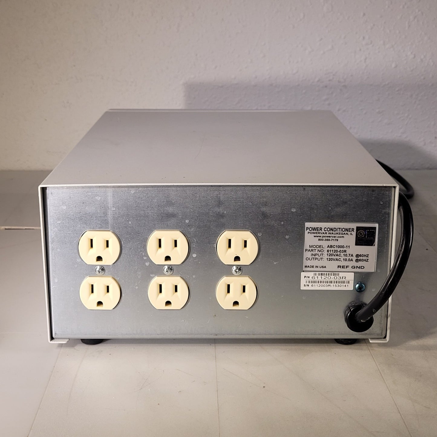 Powervar ABC1000-11 Power Conditioner Part Number 61120-03R 6-Outlet