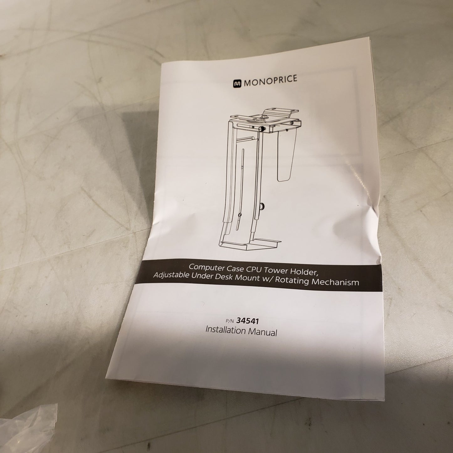 Monoprice 34541 Computer Case CPU Tower Holder Adjustable Under Desk Mount