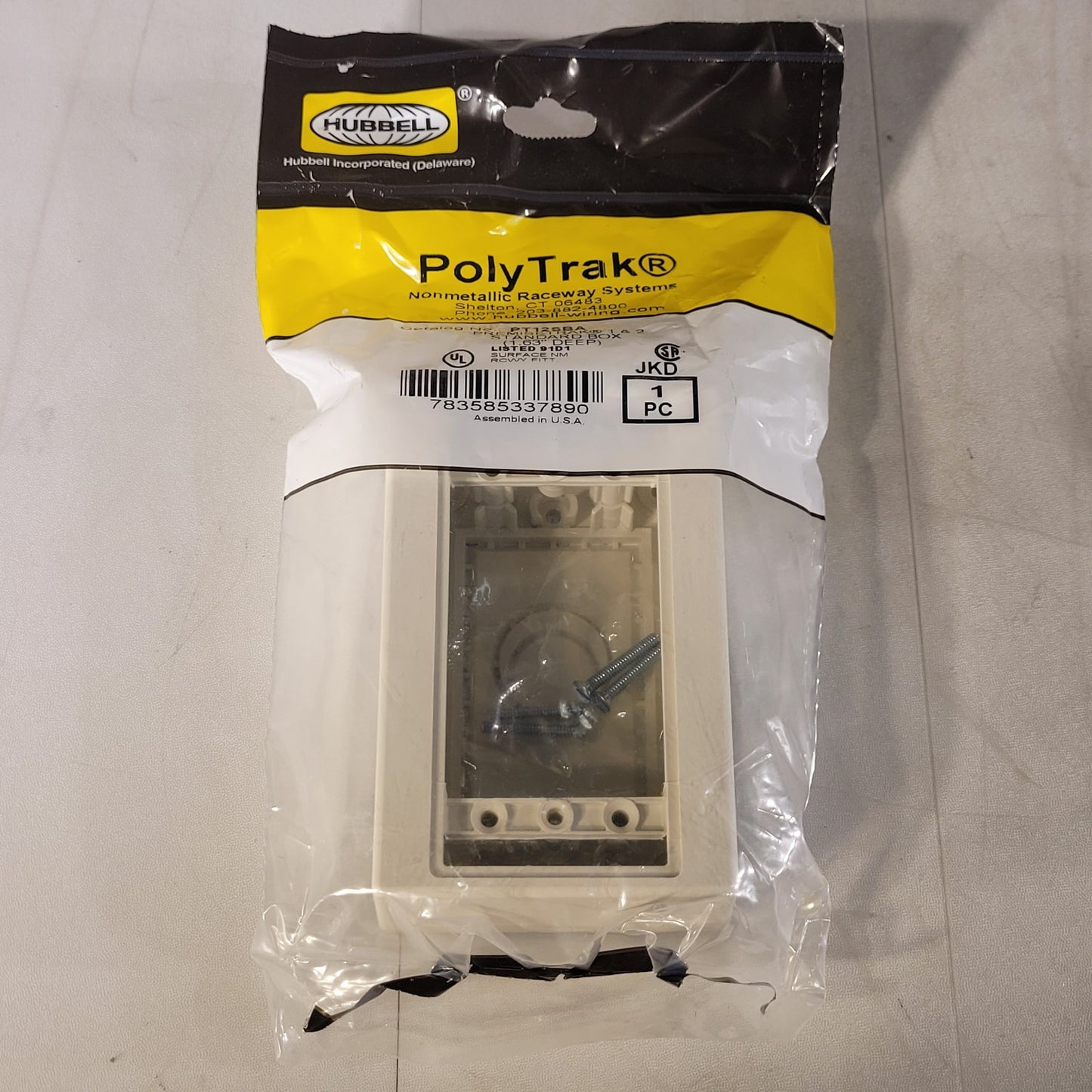 Hubbell PT12SBA PolyTrak Nonmetallic Raceway Systems Standard Box Office White
