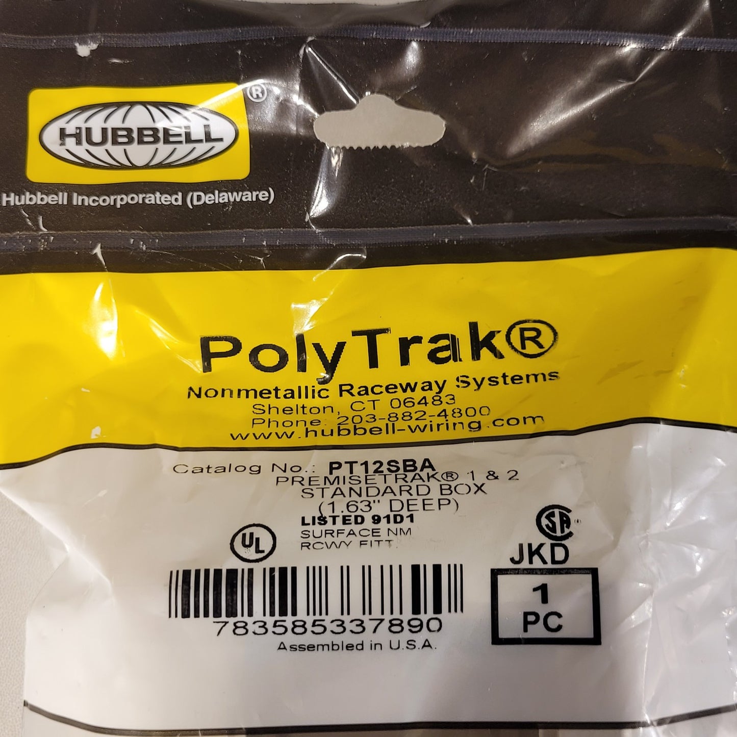 Hubbell PT12SBA PolyTrak Nonmetallic Raceway Systems Standard Box Office White