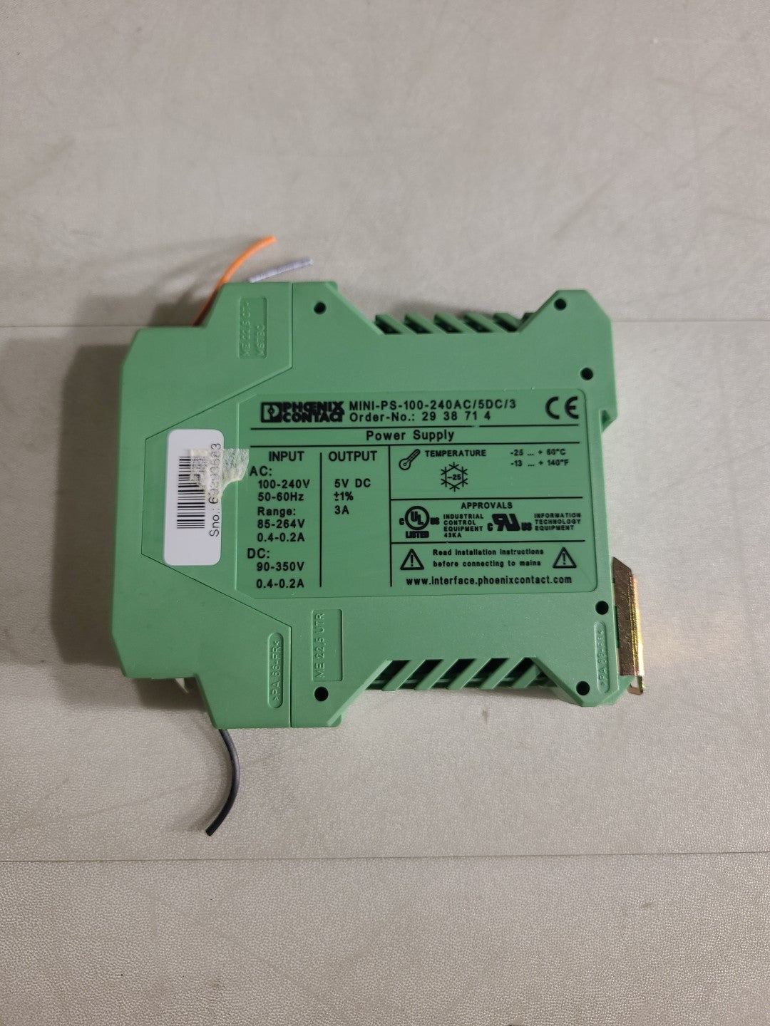 Phoenix Contact Mini-PS-100-240AC/5DC/3 DIN rail Mounted Power Supply
