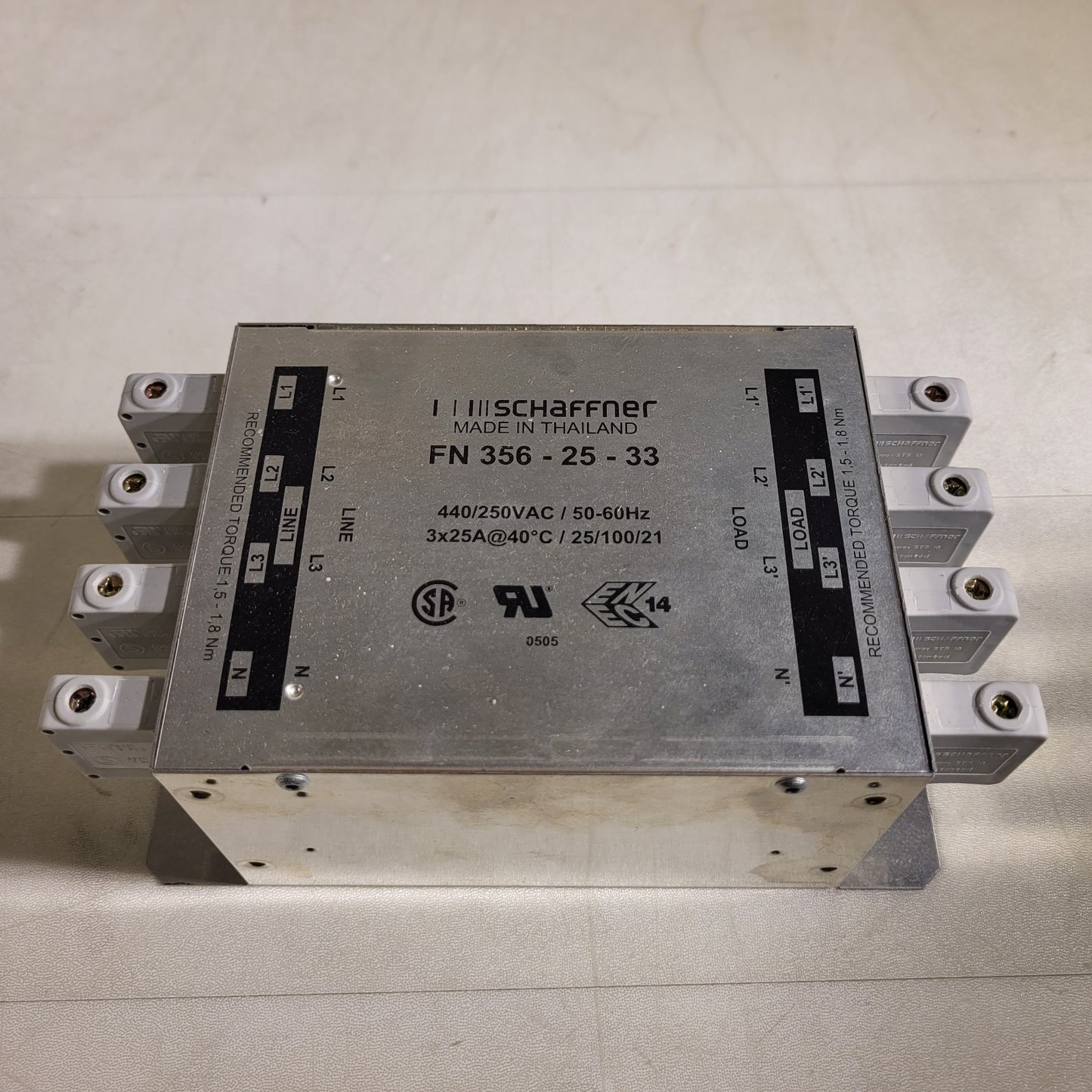 Schaffner FN 356-25-33 Power Supply 440/250VAC Input 3x25A Output