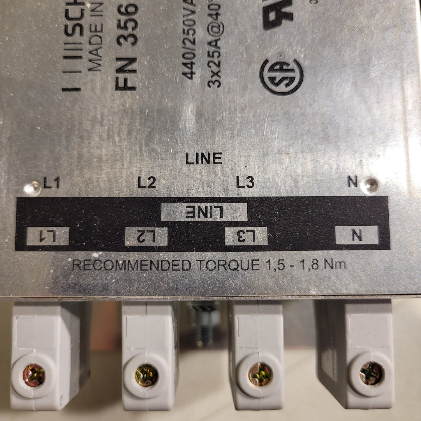 Schaffner FN 356-25-33 Power Supply 440/250VAC Input 3x25A Output