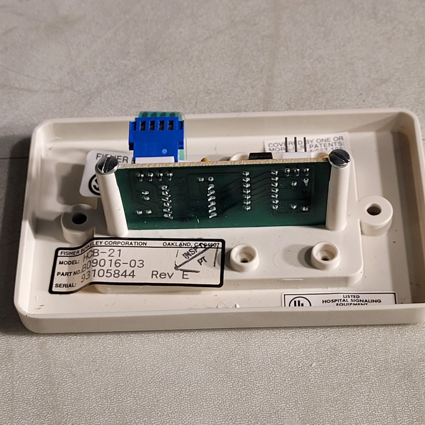 Fisher Berkeley HCB-21 Hospital Blue Code Press Signaling Button B09016-03 Rev D