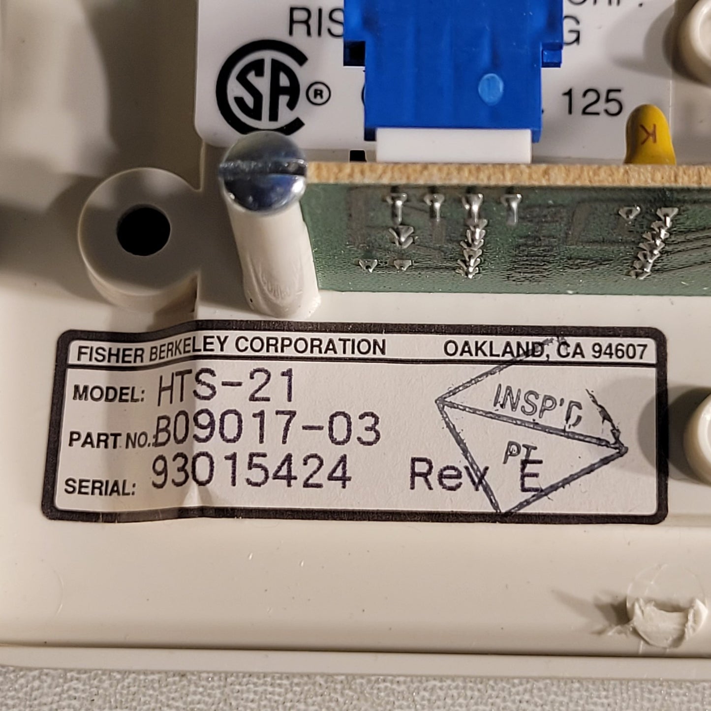 Fisher Berkeley HTS-21 Hospital Red Code Press Signaling Button B09017-03 Rev E