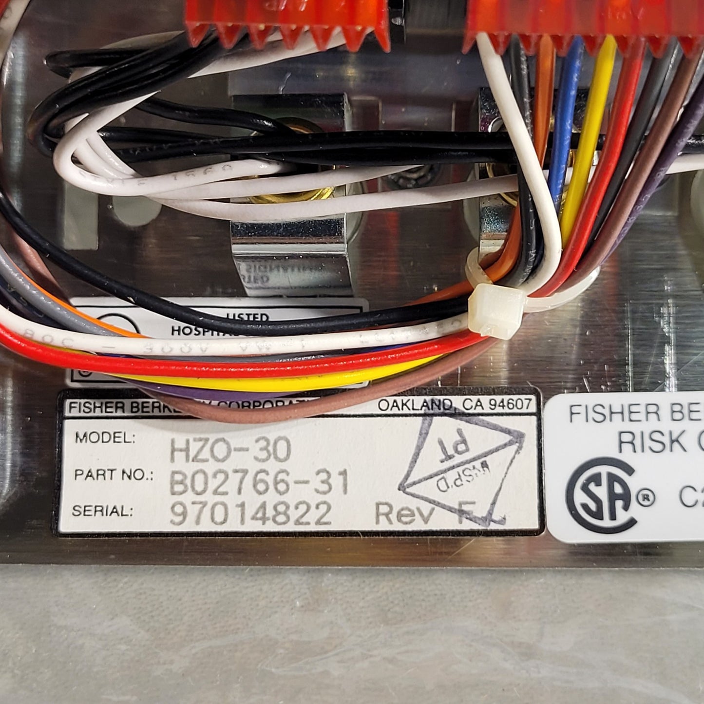 Fisher Berkeley HZO-30 3 Light Call Light B02766-31 Rev F Stainless Steel Plate