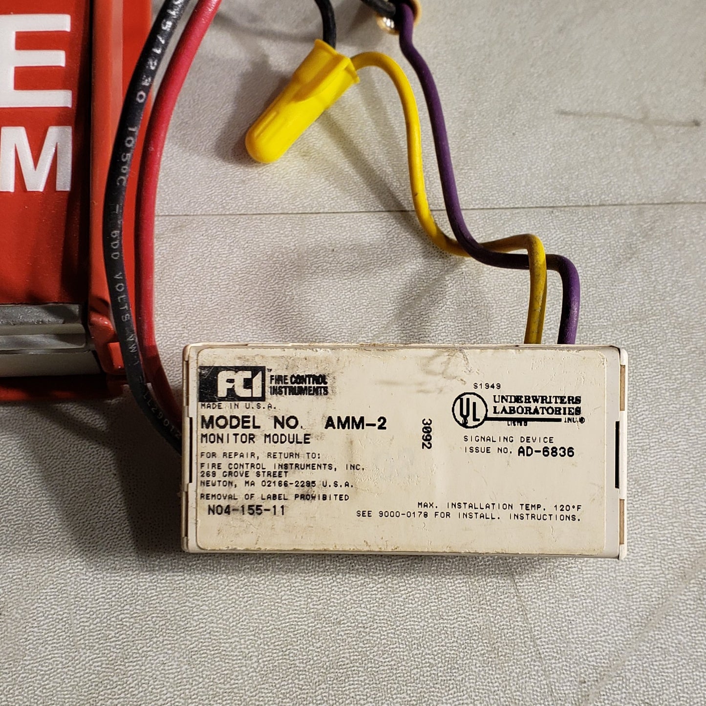 FCI MS-6 Fire Alarm Pull Station Box with FCI AMM-2 Monitor Module