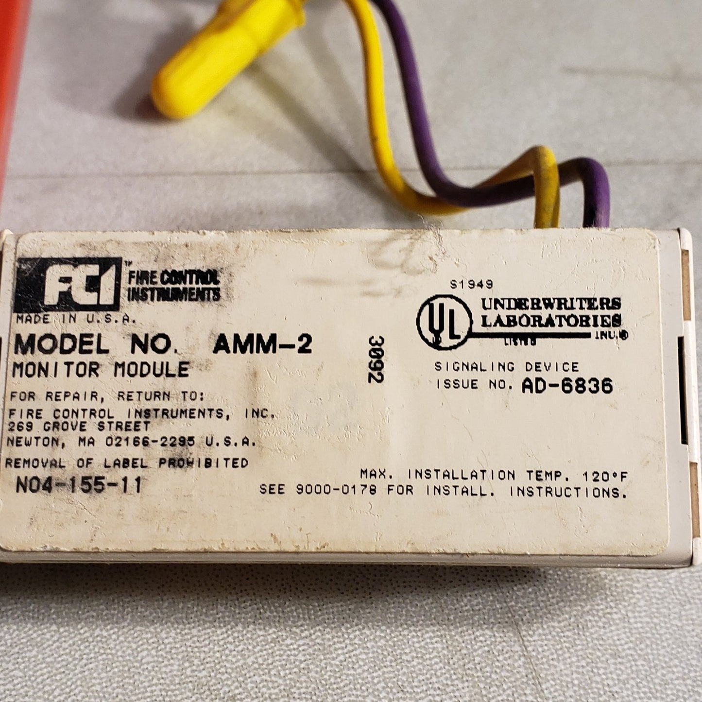 FCI MS-6 Fire Alarm Pull Station Box with FCI AMM-2 Monitor Module