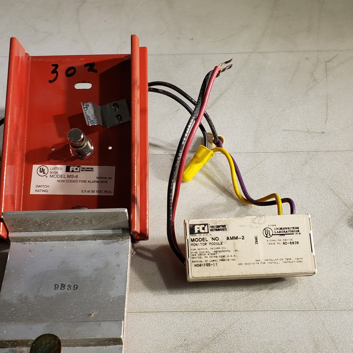 FCI MS-6 Fire Alarm Pull Station Box with FCI AMM-2 Monitor Module