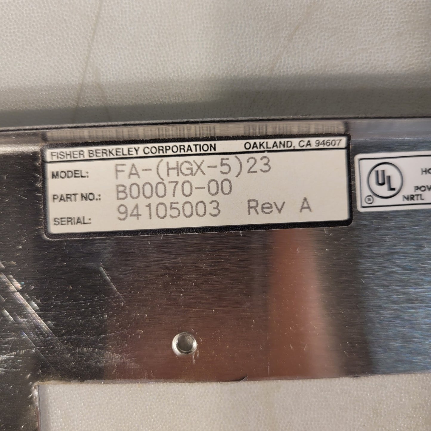 Fisher Berkeley B00070-00 Face Wall Plate FA-HGX-5 23