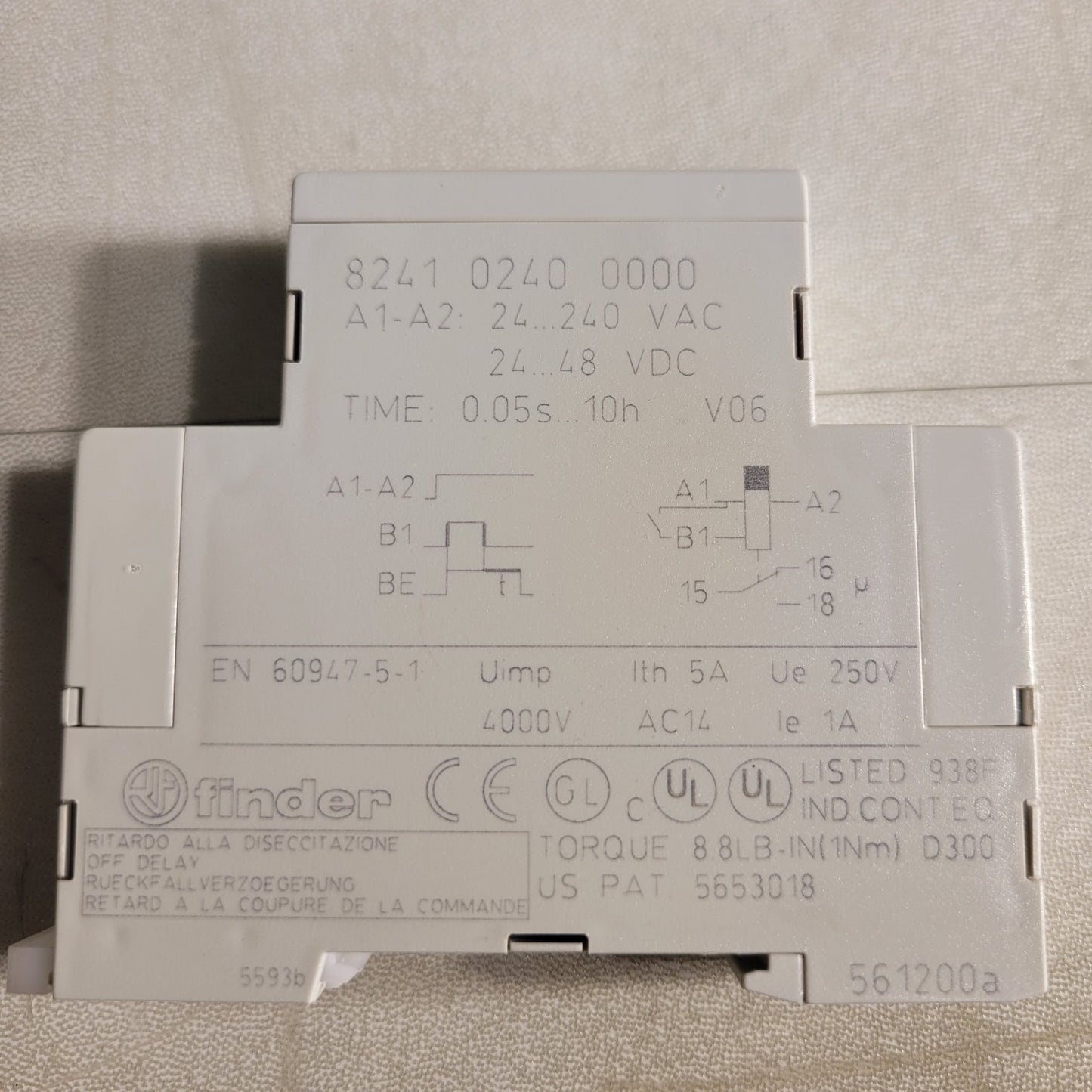 Finder Timer Type 82.41 24-48VDC 24-240VAC 5A 0.05s-10h
