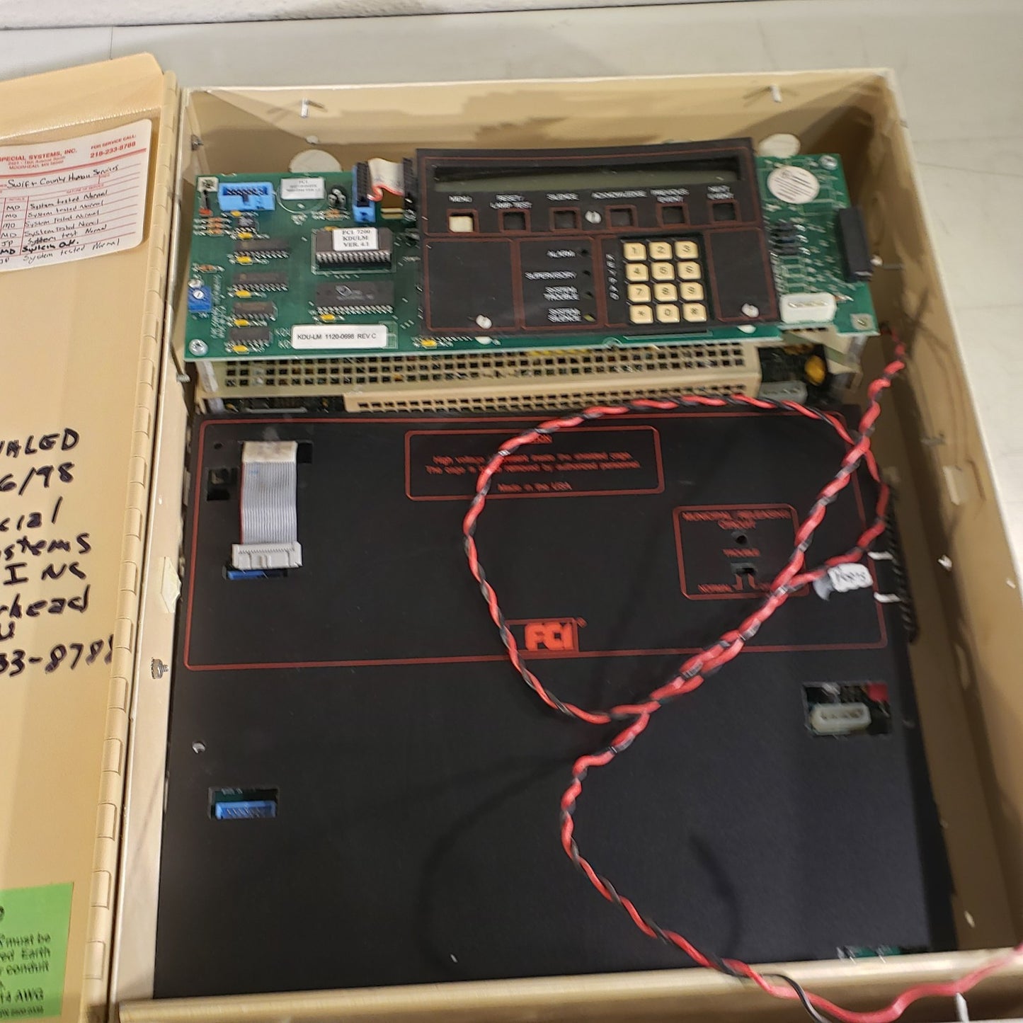 FCI 7200 Fire Alarm Control Box With Key Pad KDU - Incomplete Panel