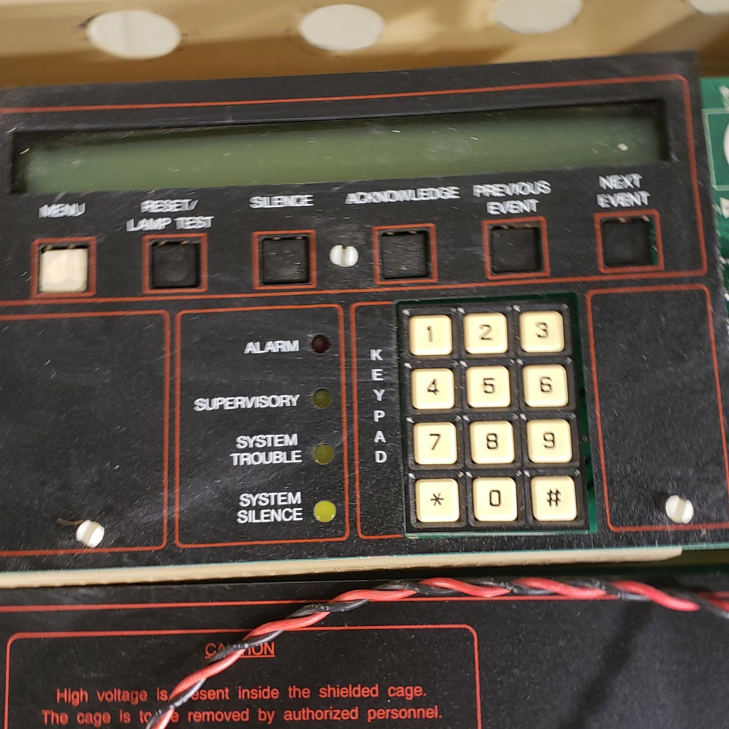 FCI 7200 Fire Alarm Control Box With Key Pad KDU - Incomplete Panel