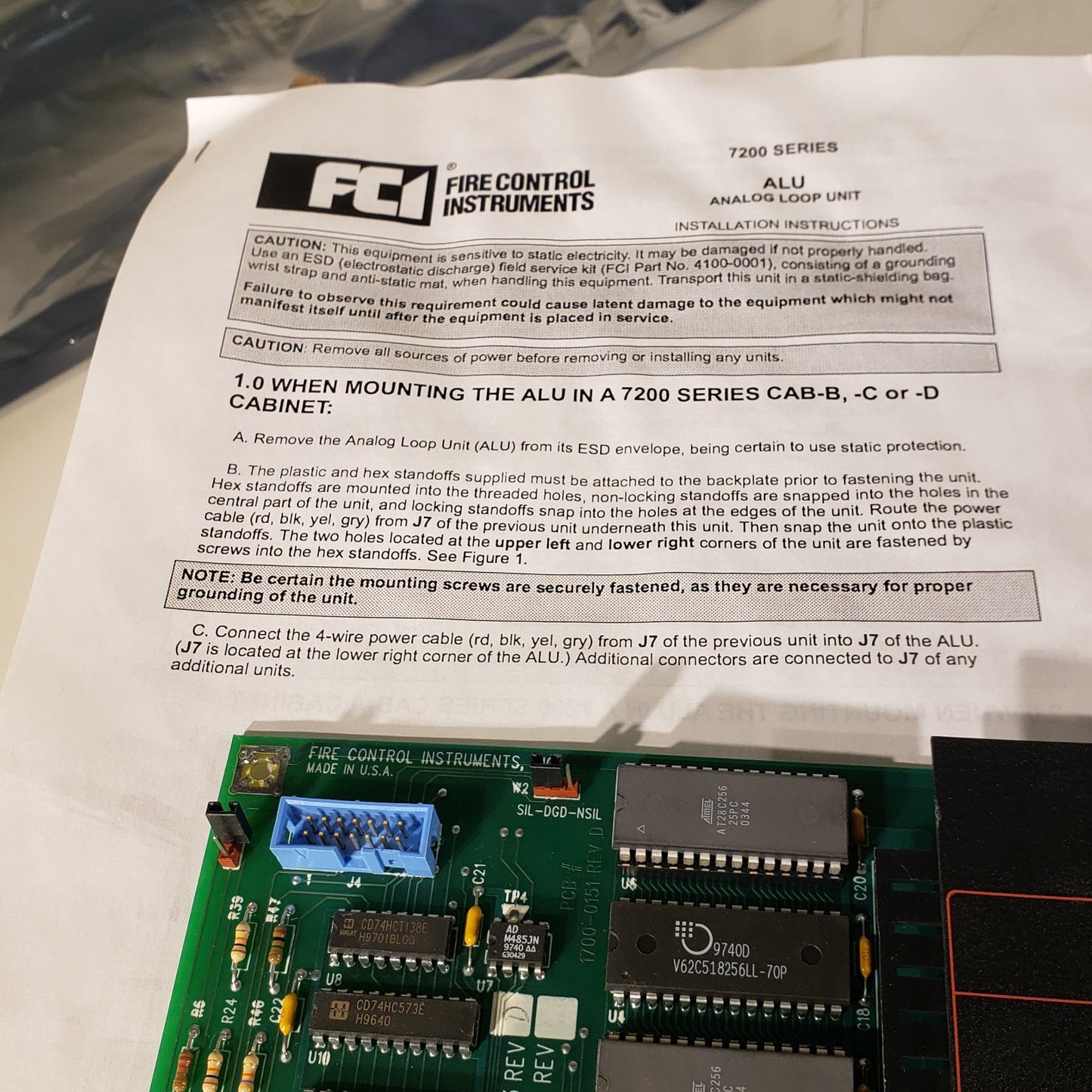 FCI ALU 1120-0503 Rev D 7200 Fire Alarm Control Board Fire Control Instruments