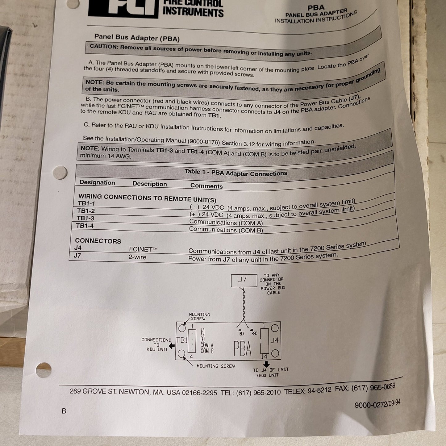 FCI PBA BD 1120-0518 RevD 7200 Fire Alarm Control Board Fire Control Instruments