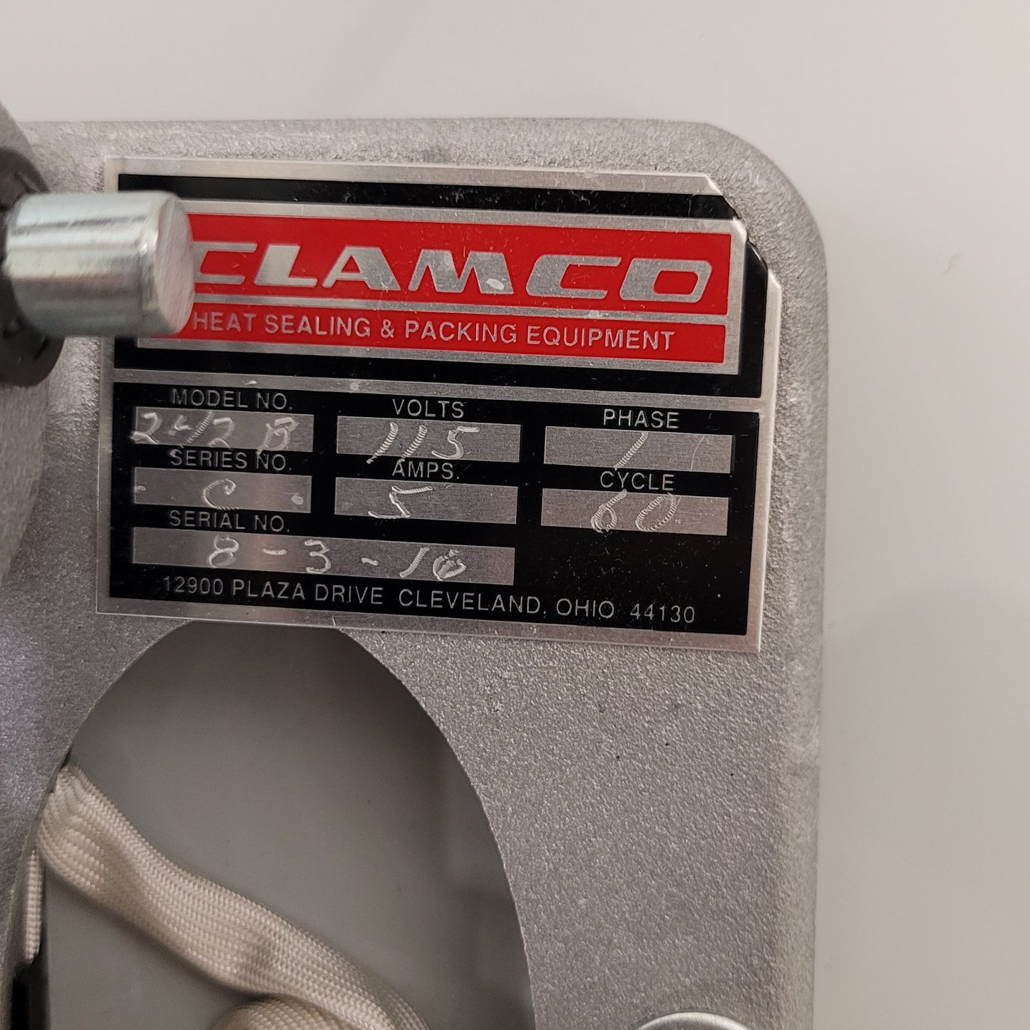 Clamco 242B Bench Mounted Heat Bag Sealer 12in Seal Bar Foot Pedal w/ Stand