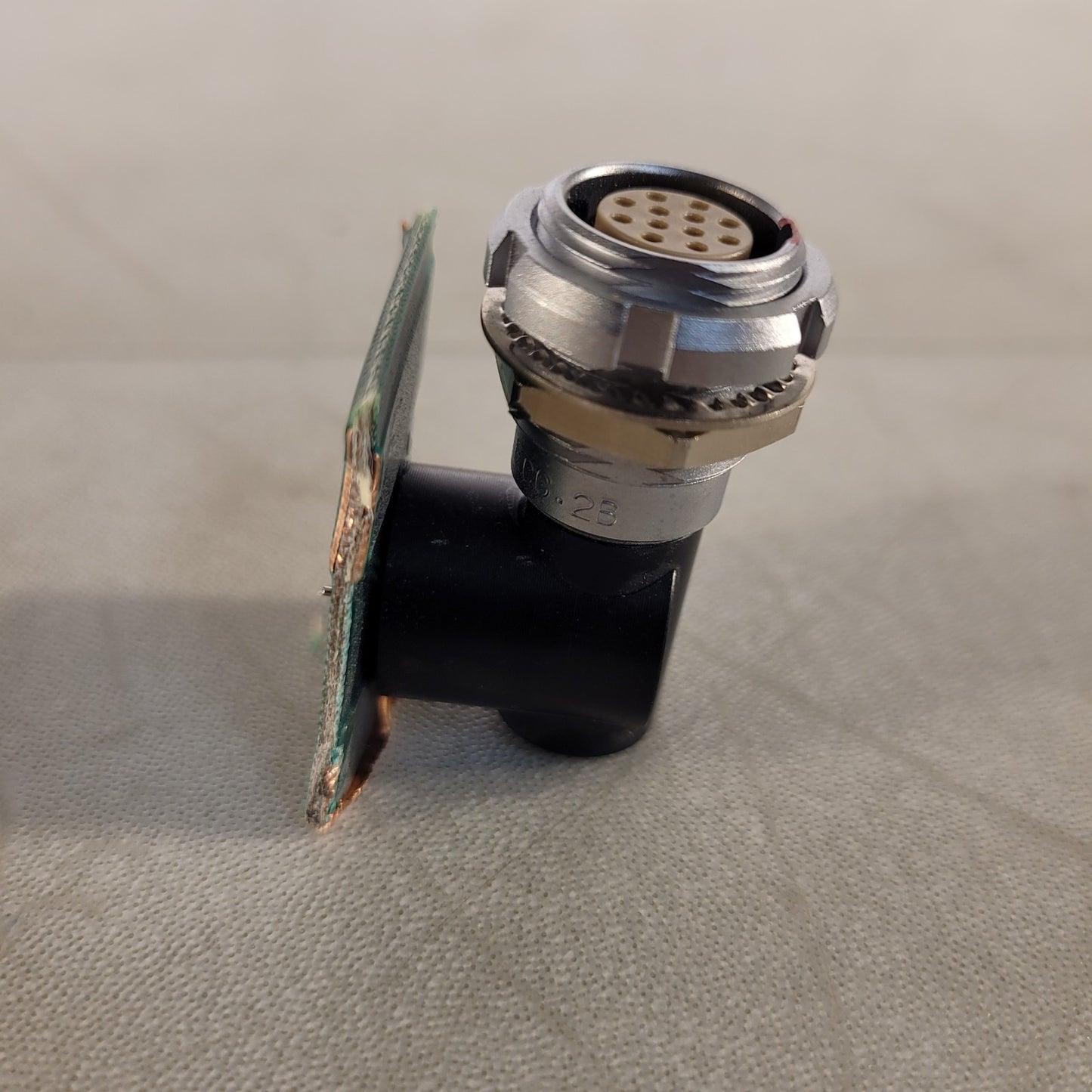 Lemo ECG.2B Right Angle Mount 12-pin Connector Soldered On Pcb