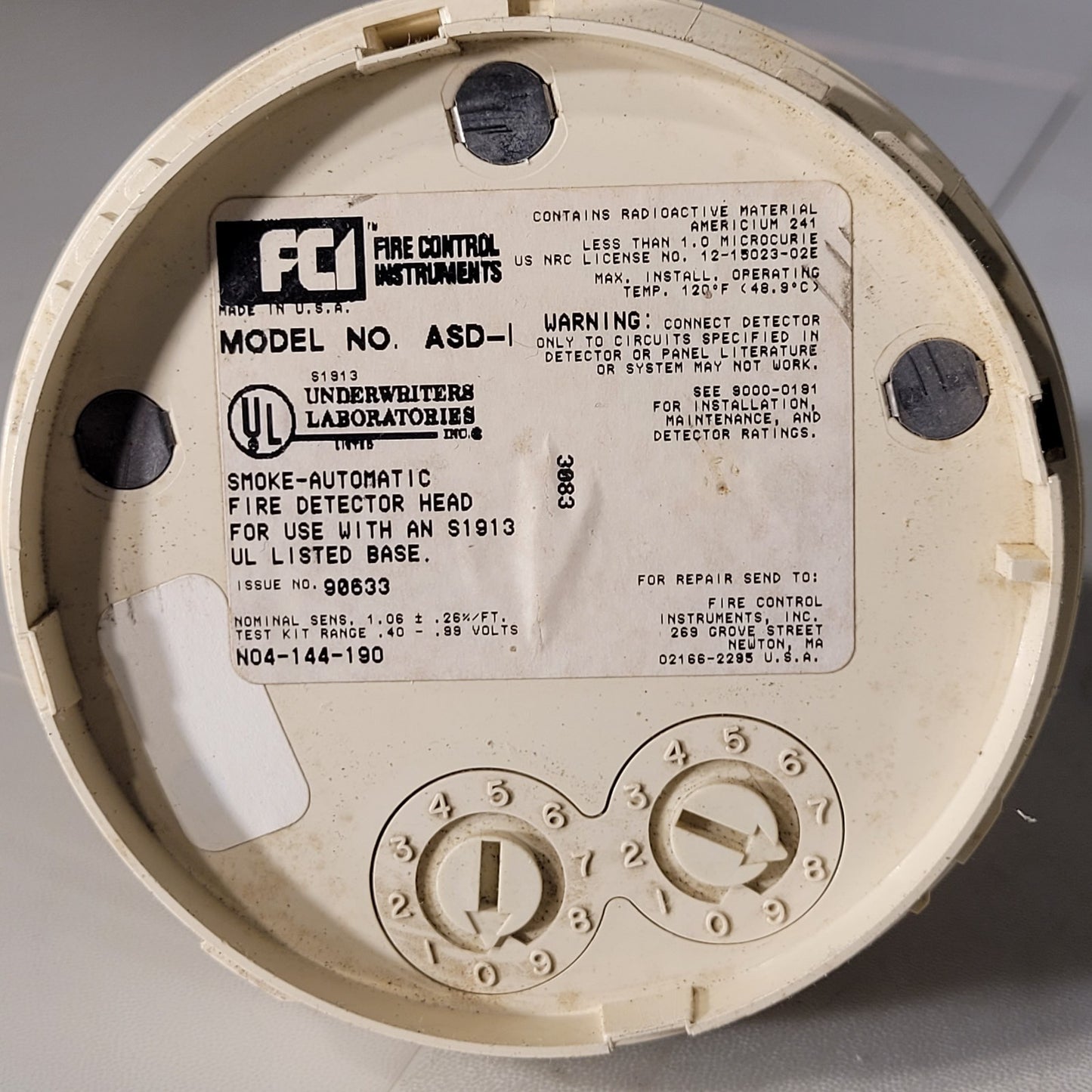 FCI ASD-I Smoke Detector Automatic Fire Detector Head Fire Control Instruments
