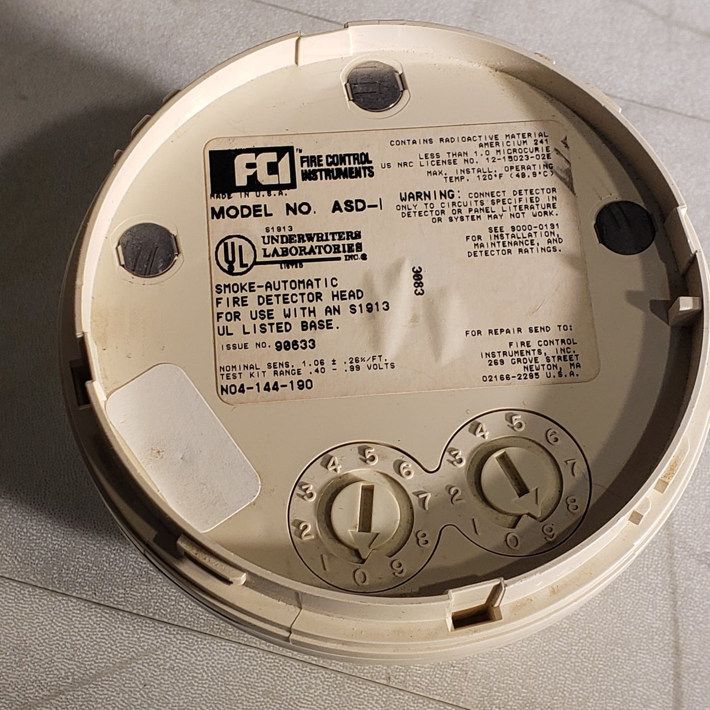 FCI ASD-I Smoke Detector Automatic Fire Detector Head Alarm