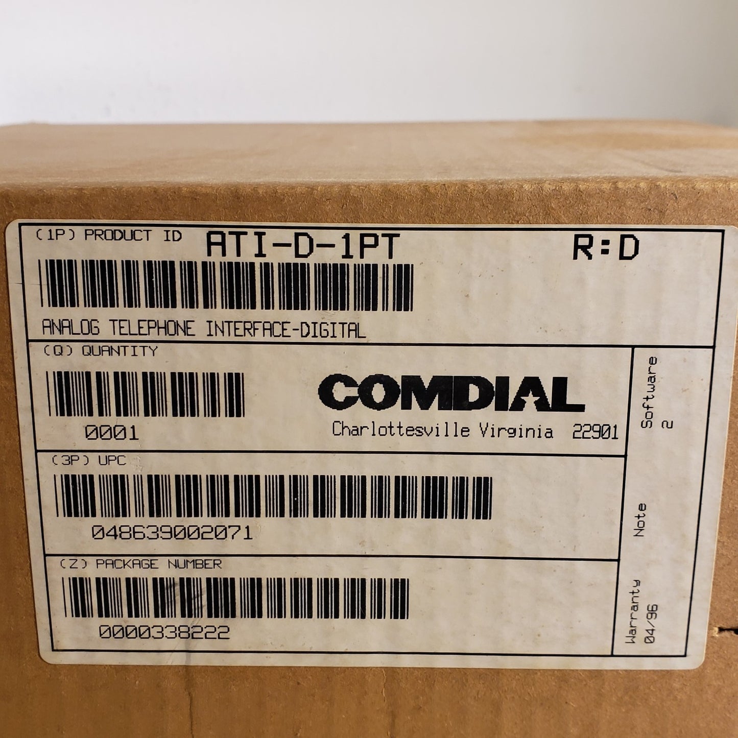 Comdial ATI-D-1PT 1 Port Analog Telephone Interface Digital 04863900271