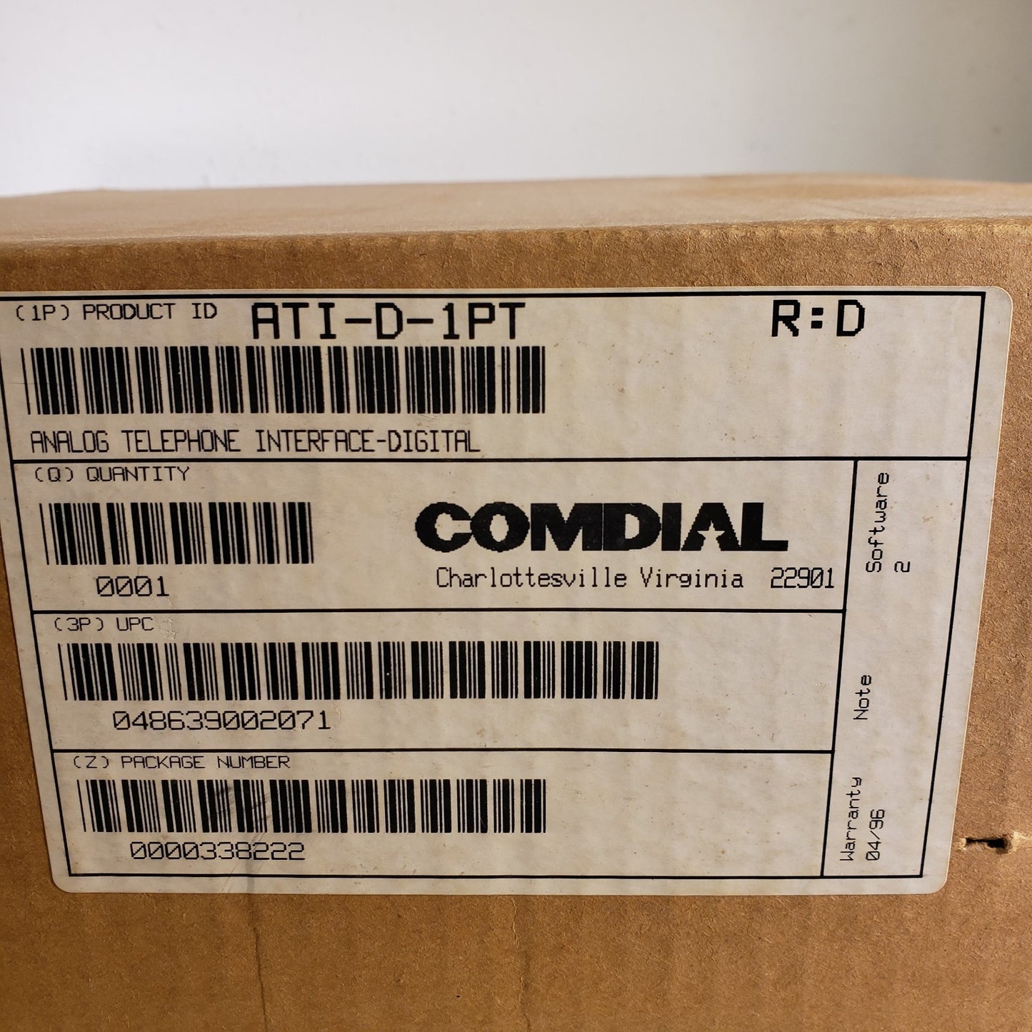 Comdial ATI-D-1PT 1 Port Analog Telephone Interface Digital 04863900271