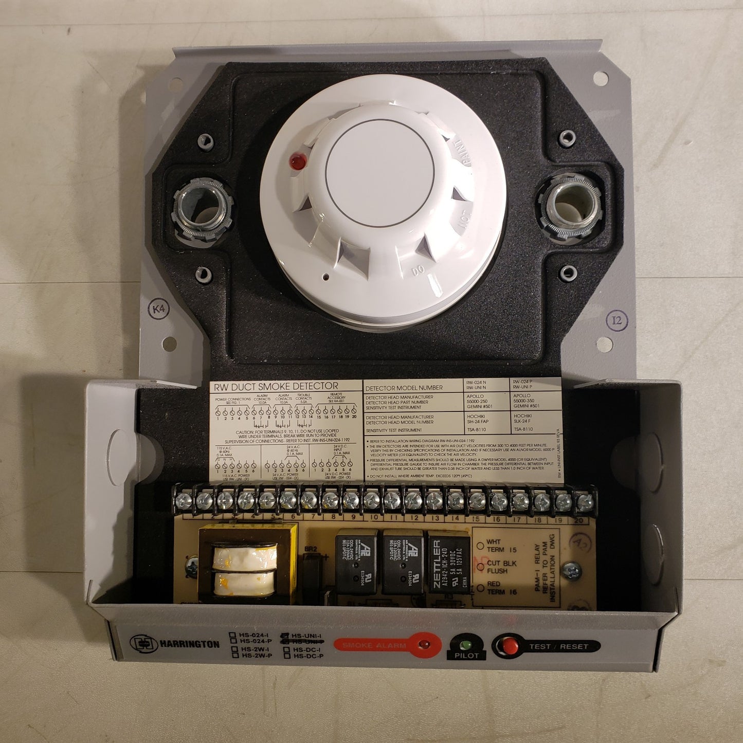 Harrington HS-UNI-I Duct Smoke Detector With Case Potter