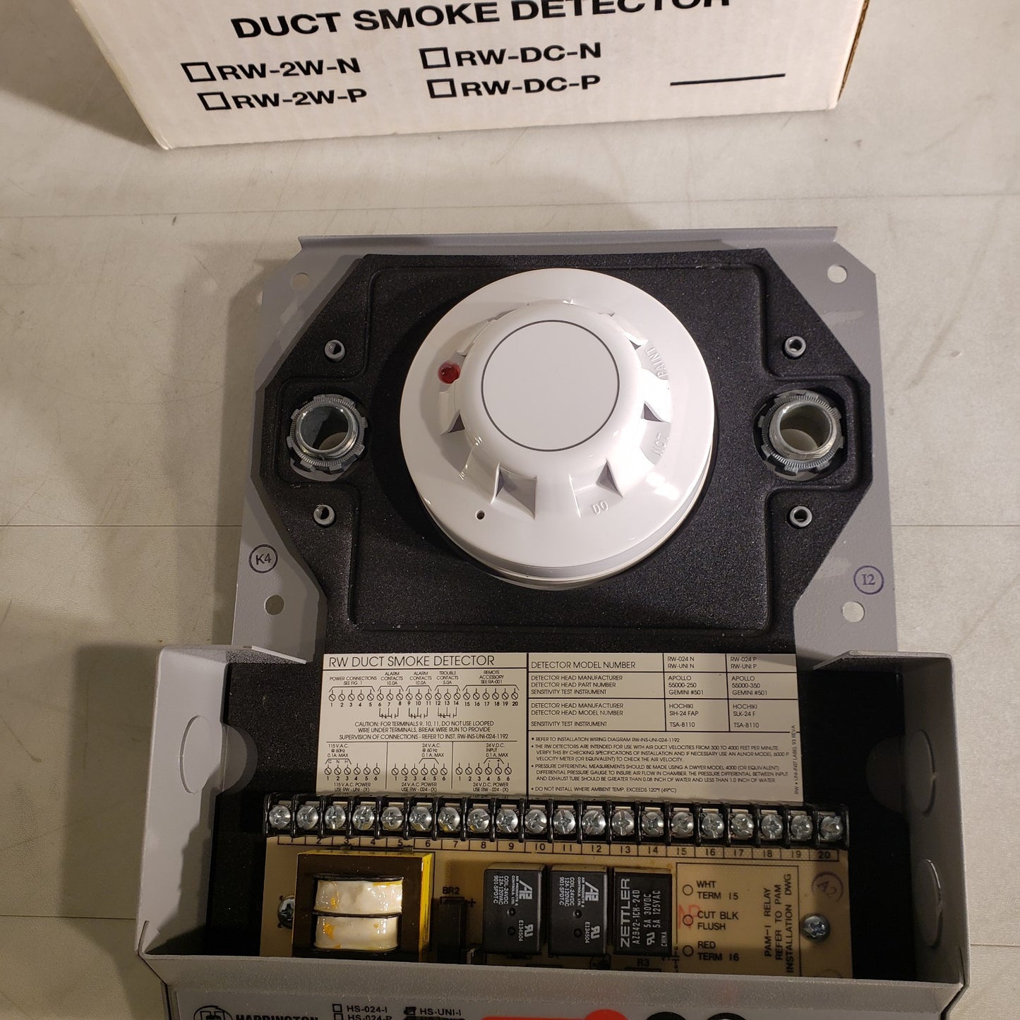 Harrington HS-UNI-I Duct Smoke Detector With Case Potter