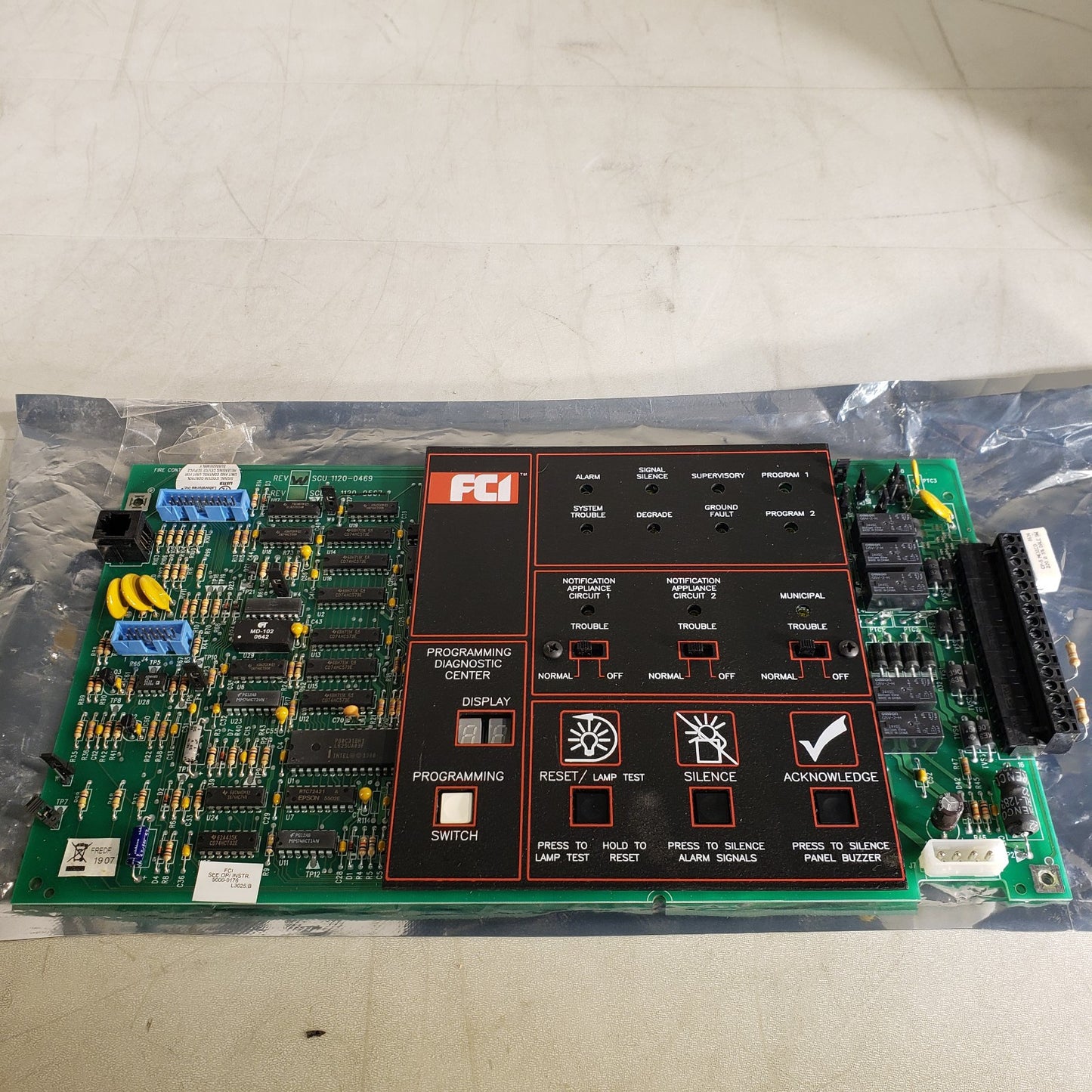 FCI SCU 1120-0469 Rev W 7200 Fire Alarm Control Board Fire Control Instruments