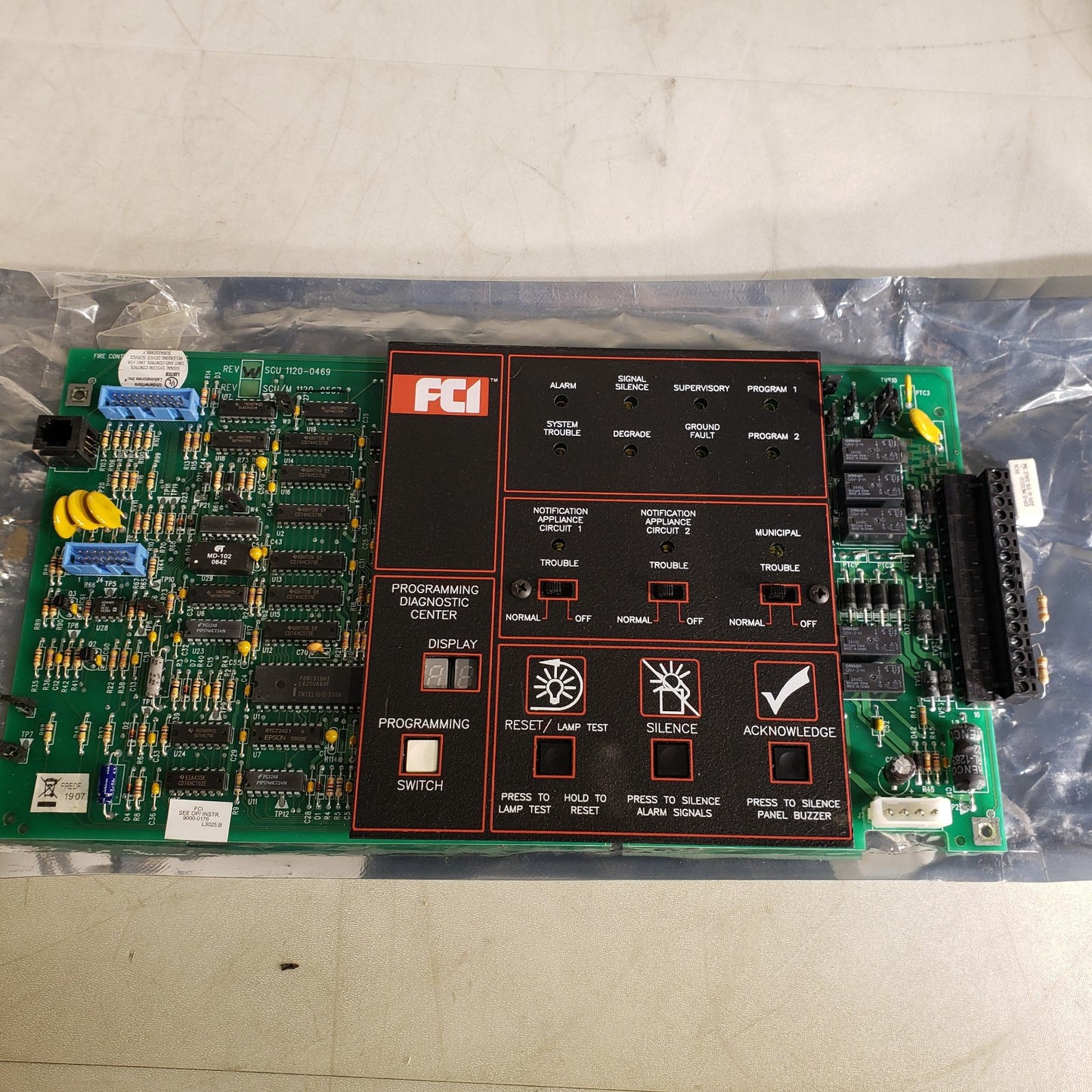FCI SCU 1120-0469 Rev W 7200 Fire Alarm Control Board Fire Control Instruments