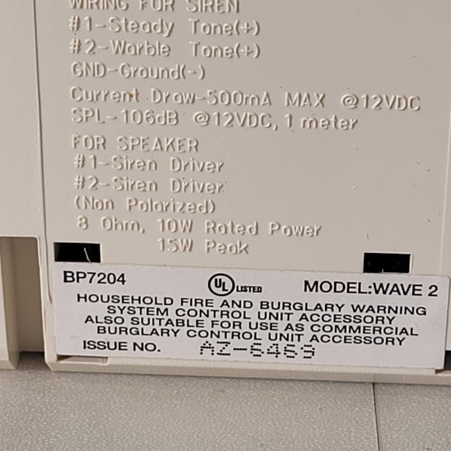 Honeywell Wave 2 Two Tone Siren Indoor Siren 106dB BP7204