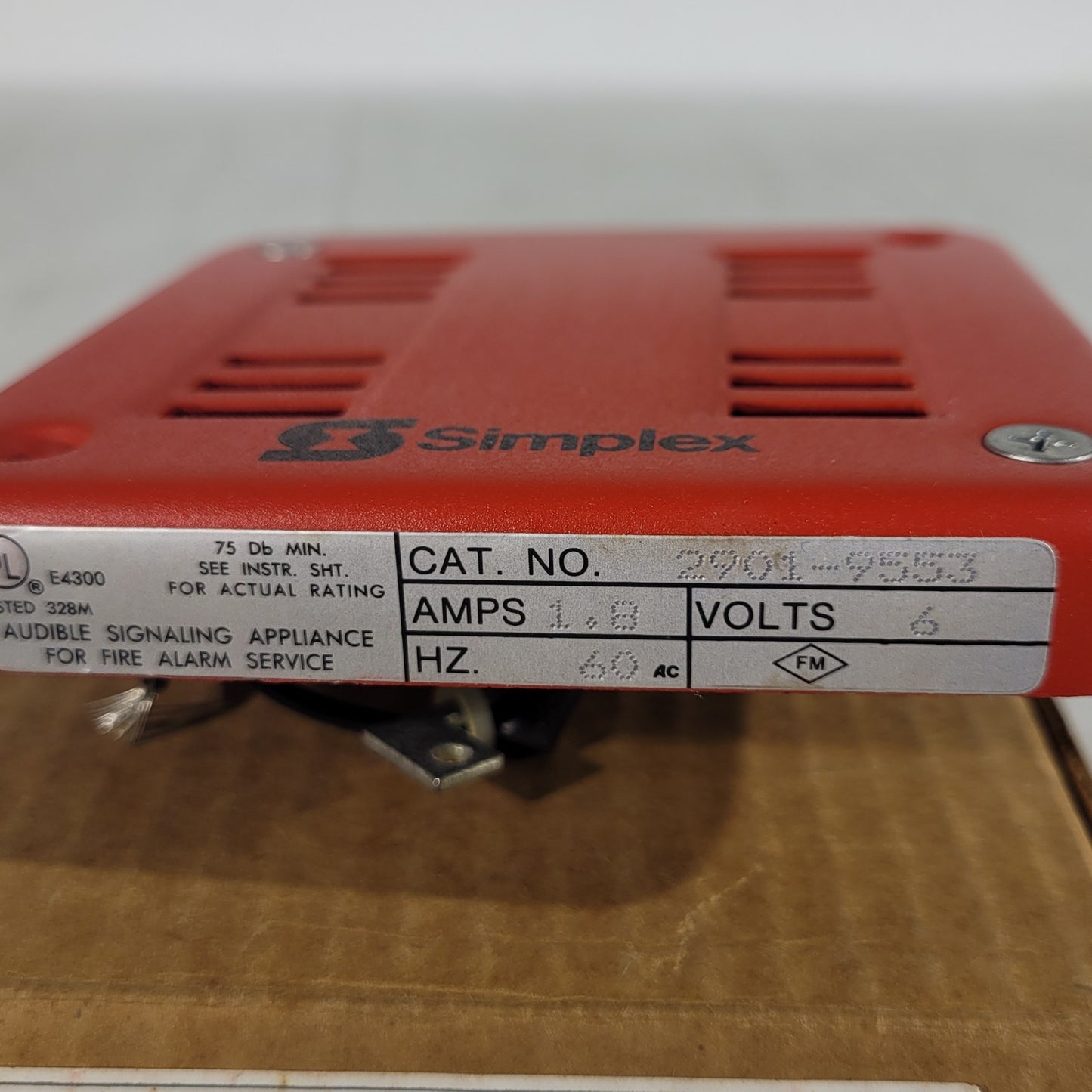 Simplex 2901-9553 Surface Horn Mechanism For Fire Alarm Red Vintage