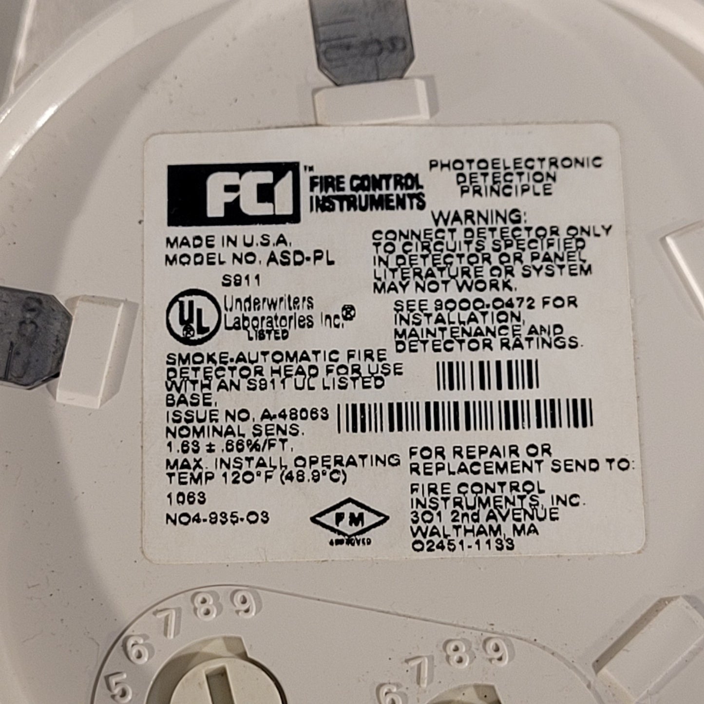 Gamewell-FCI ASD-PL Photoelectric Fire Detector For Indoor Use