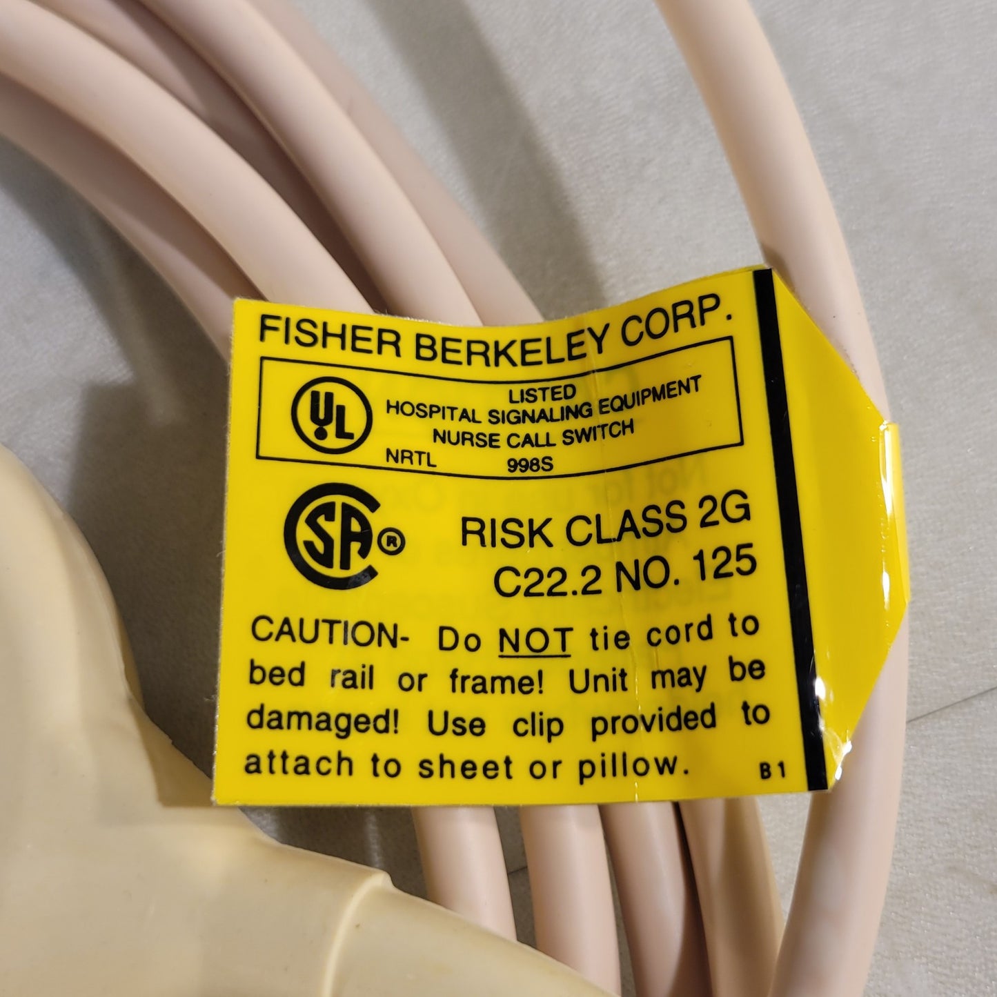 Fisher Berkeley HTX-17B Call Cord 10-Foot Cord 8-Pin Tube Socket Plug with Clip