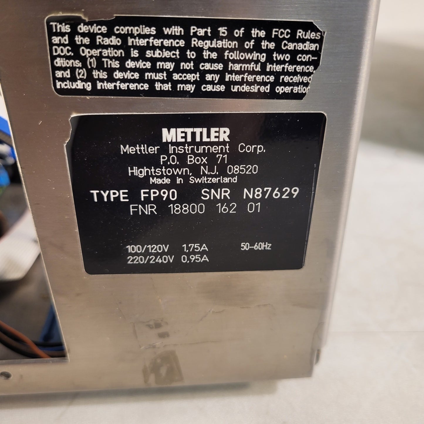 FOR PARTS - Mettler FP90 Central Processor - Missing Rear IO Board