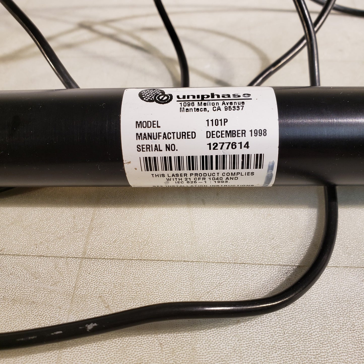 Uniphase 1101P Laser 633nm 4mW w/ Power Supply 1201-1 115V 0.12A
