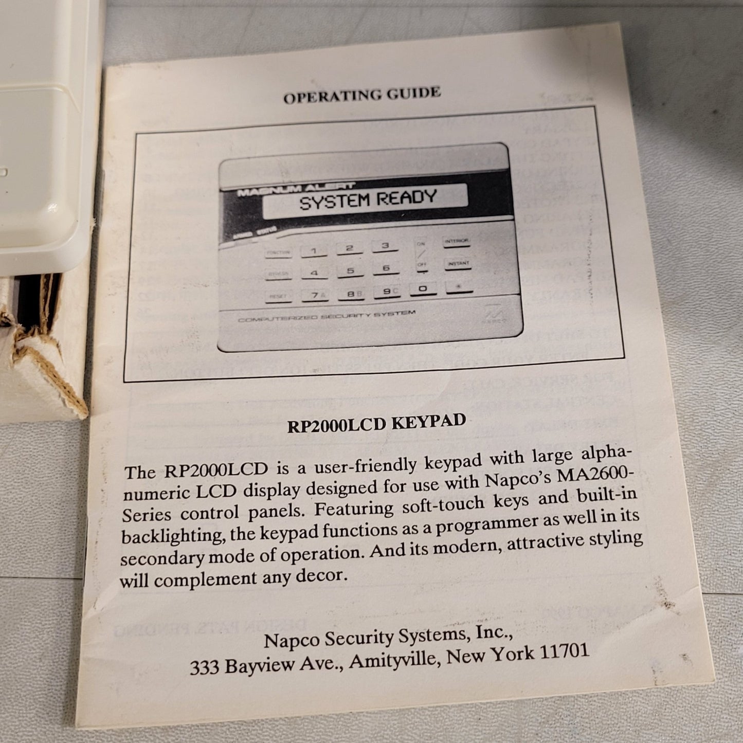 Napco Magnum Alert RP2000LCD Computerized Security System User Interface Panel