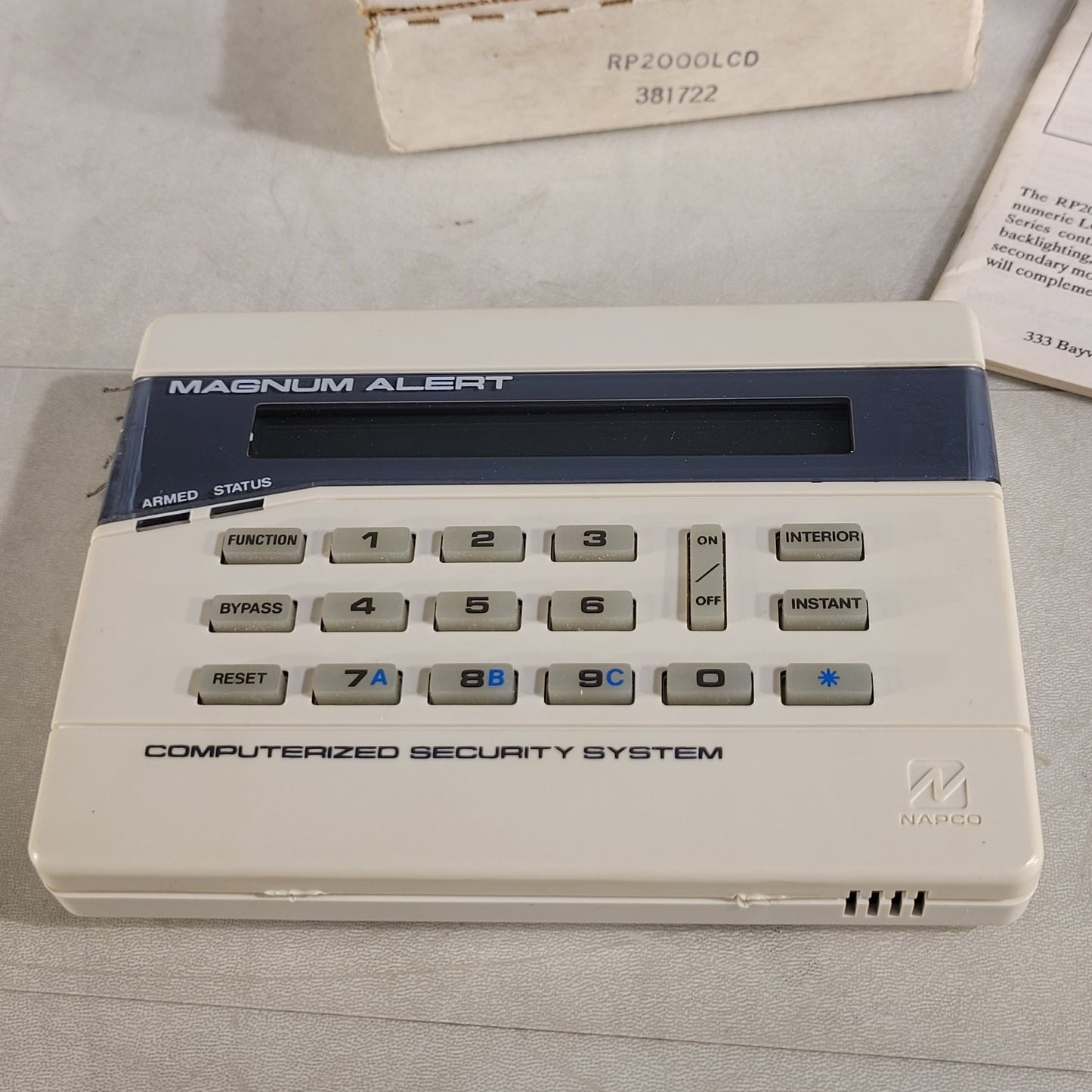 Napco Magnum Alert RP2000LCD Computerized Security System User Interface Panel