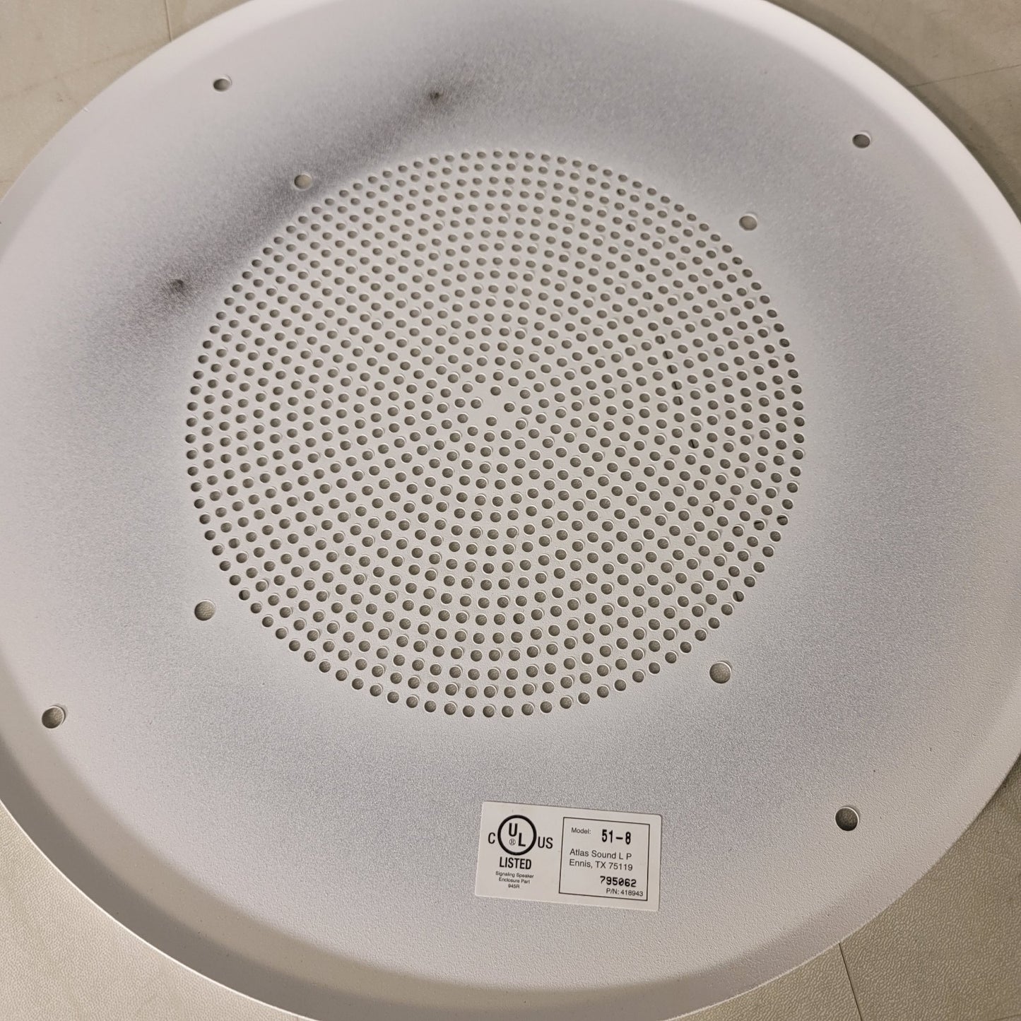 Atlas Sound 51-8 General Purpose 8" Baffle White Speaker Cover