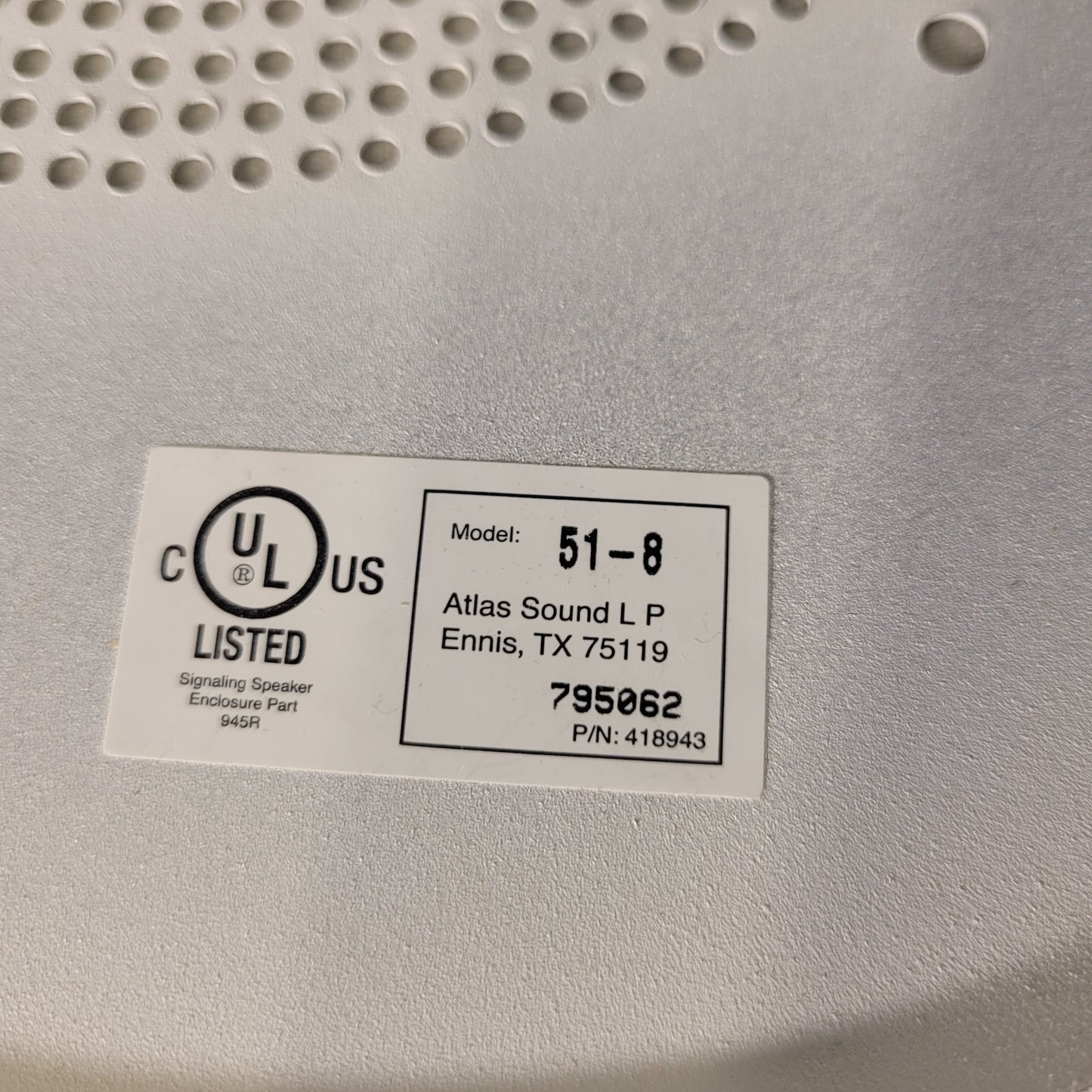 Atlas Sound 51-8 General Purpose 8" Baffle White Speaker Cover