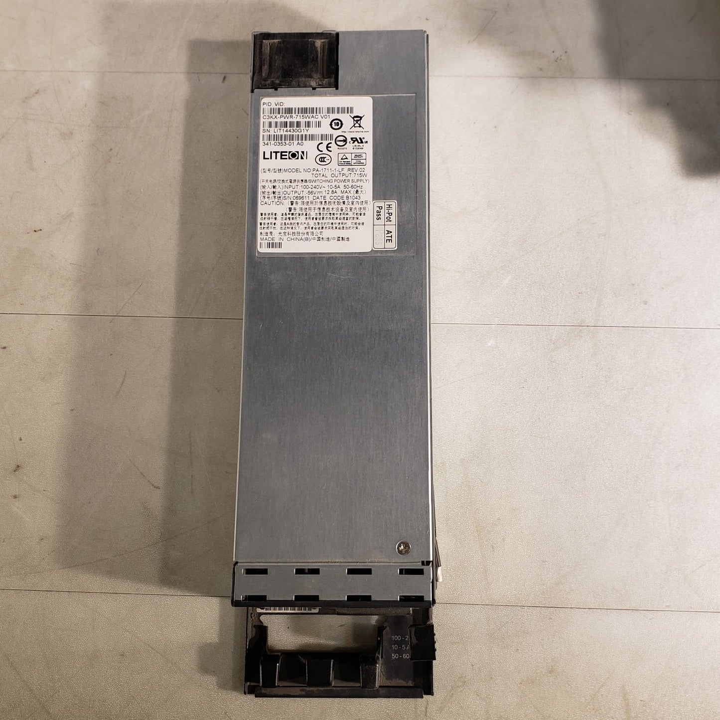 Delta Electronics PA-1711-1-LF Switching Power Supply C3KX-PWR-715WAC