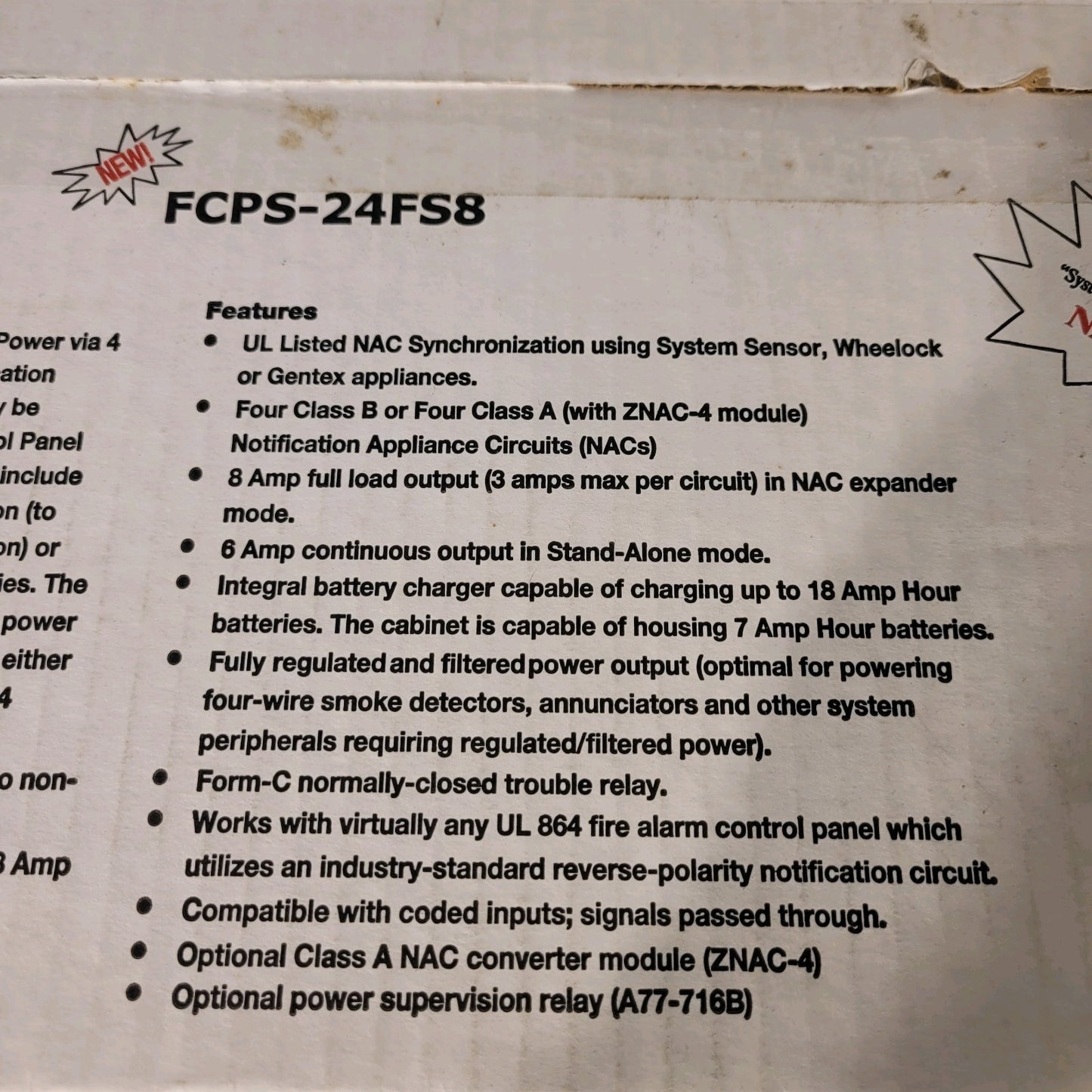 Fire Lite Alarms FCPS-24FS8 Firelite Remote Control Power Supply
